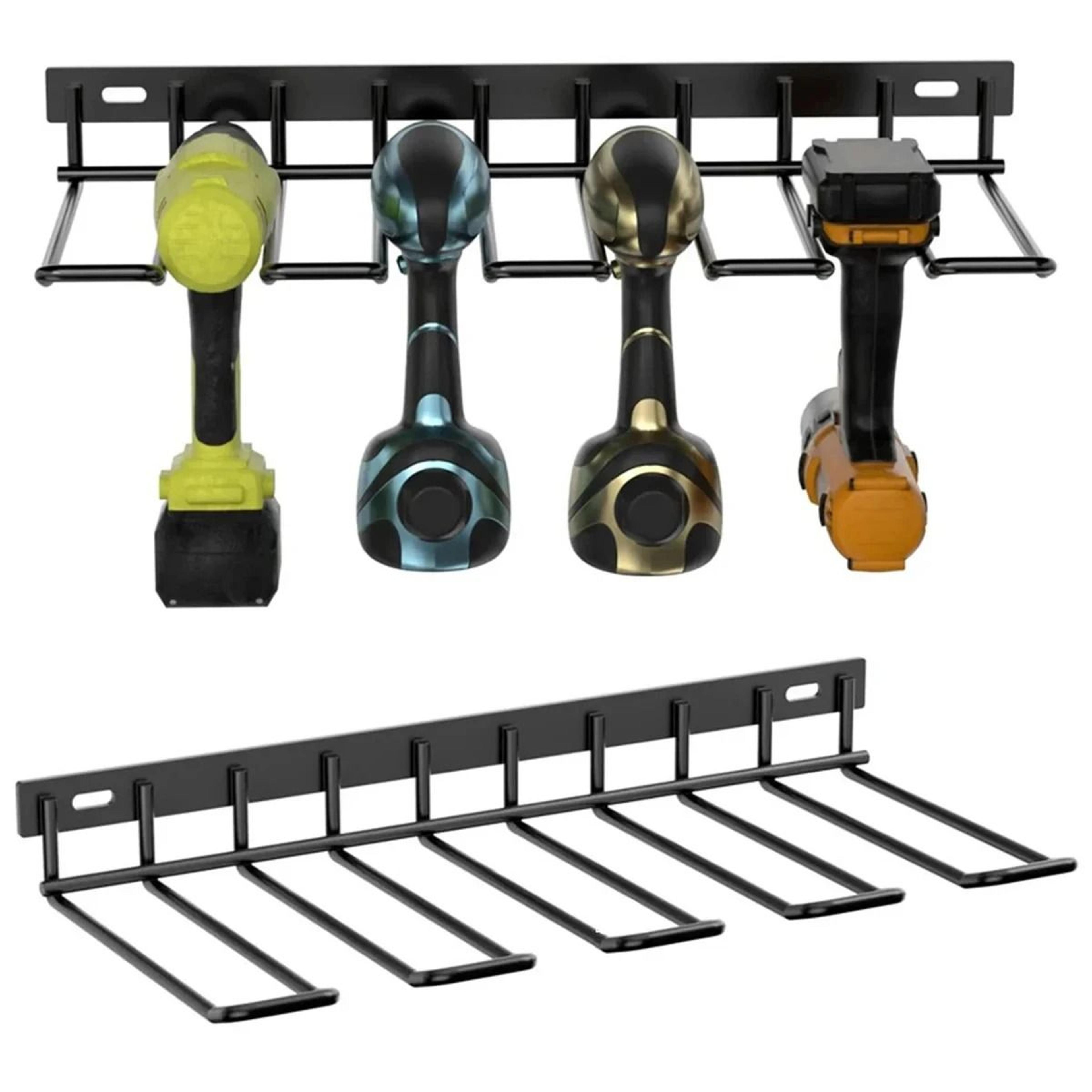 wall-mounted heavy-duty power tool organizer rack