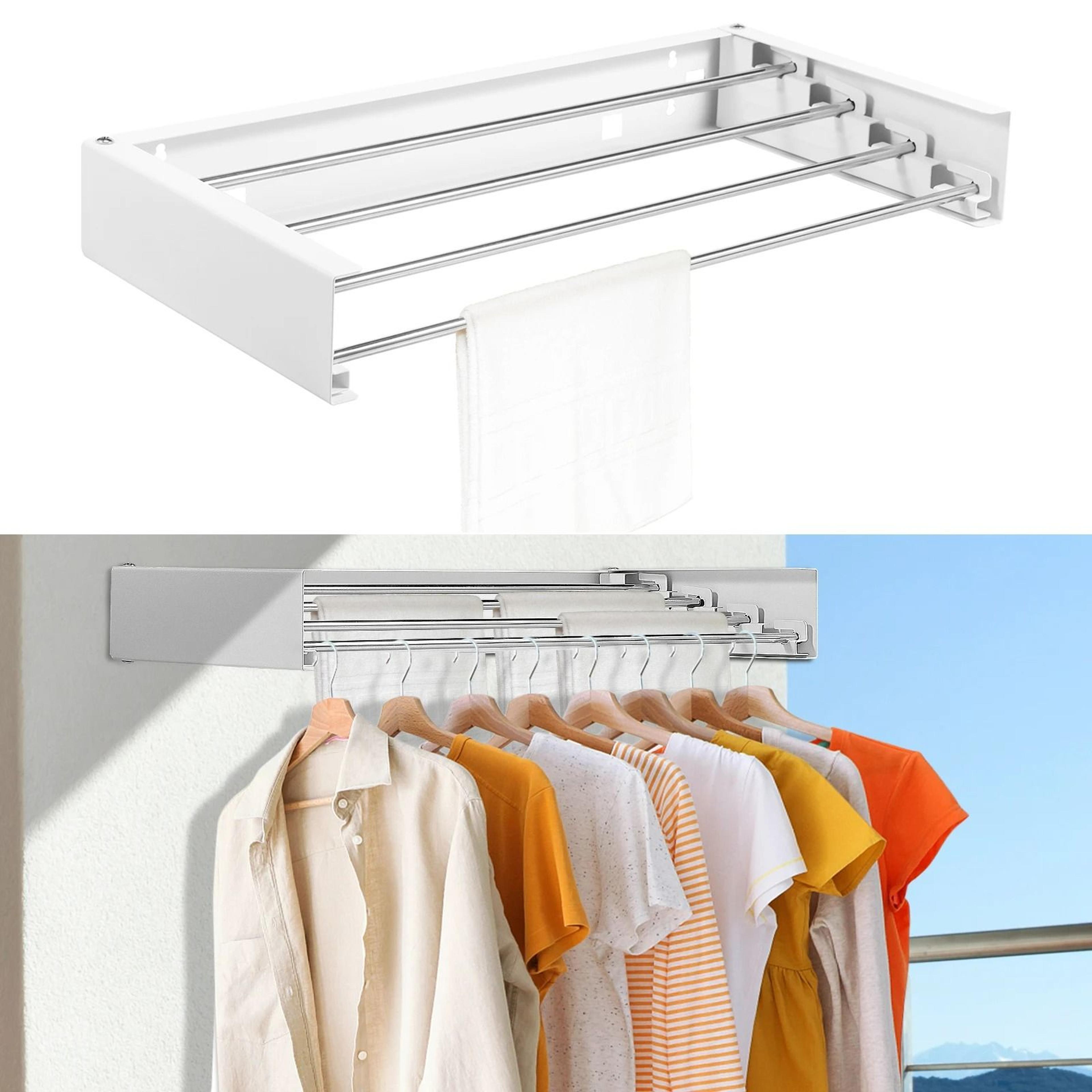wall-mounted collapsible stainless steel laundry drying rack
