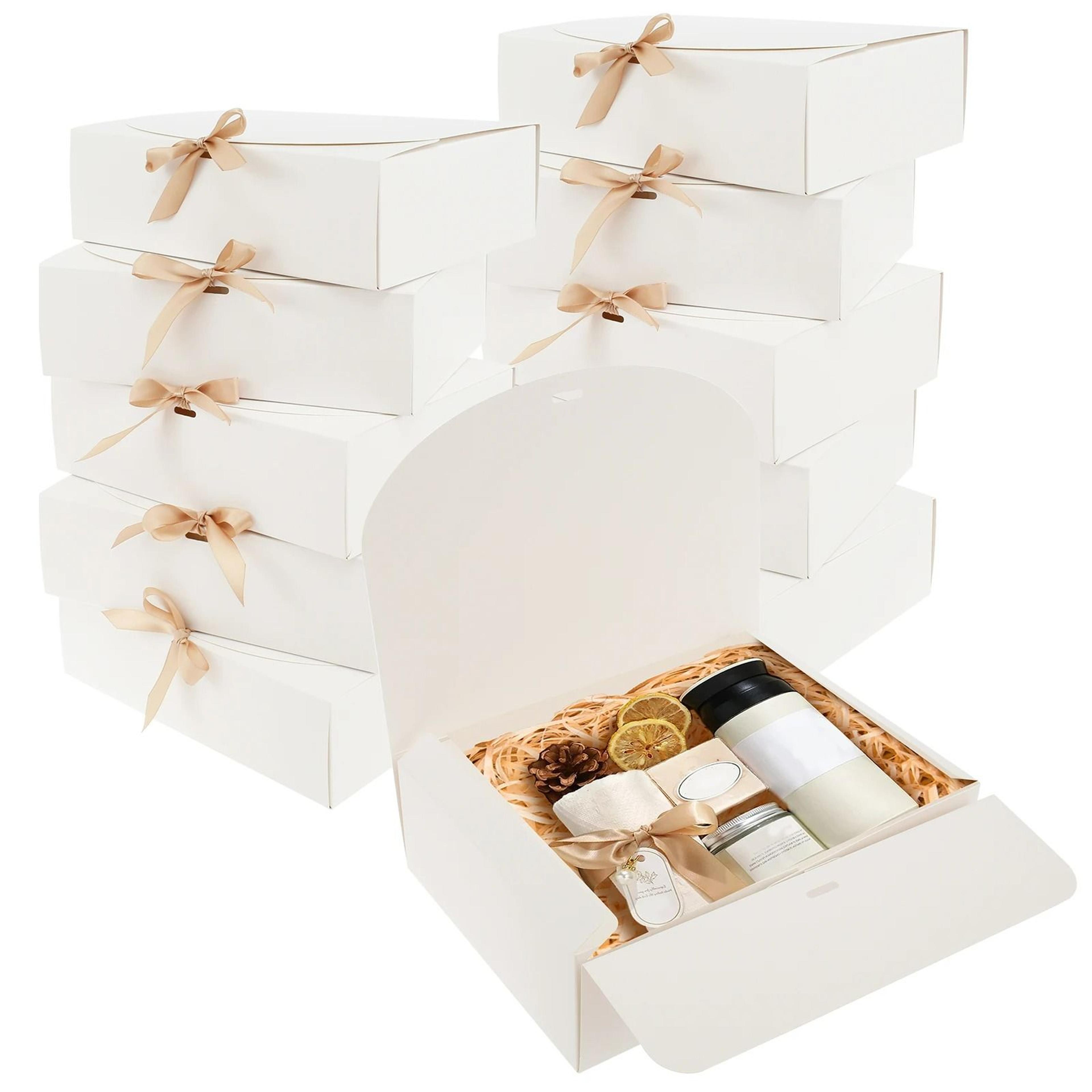 10-piece gift boxes with lids & satin ribbons (11 x 8 x 3 in)