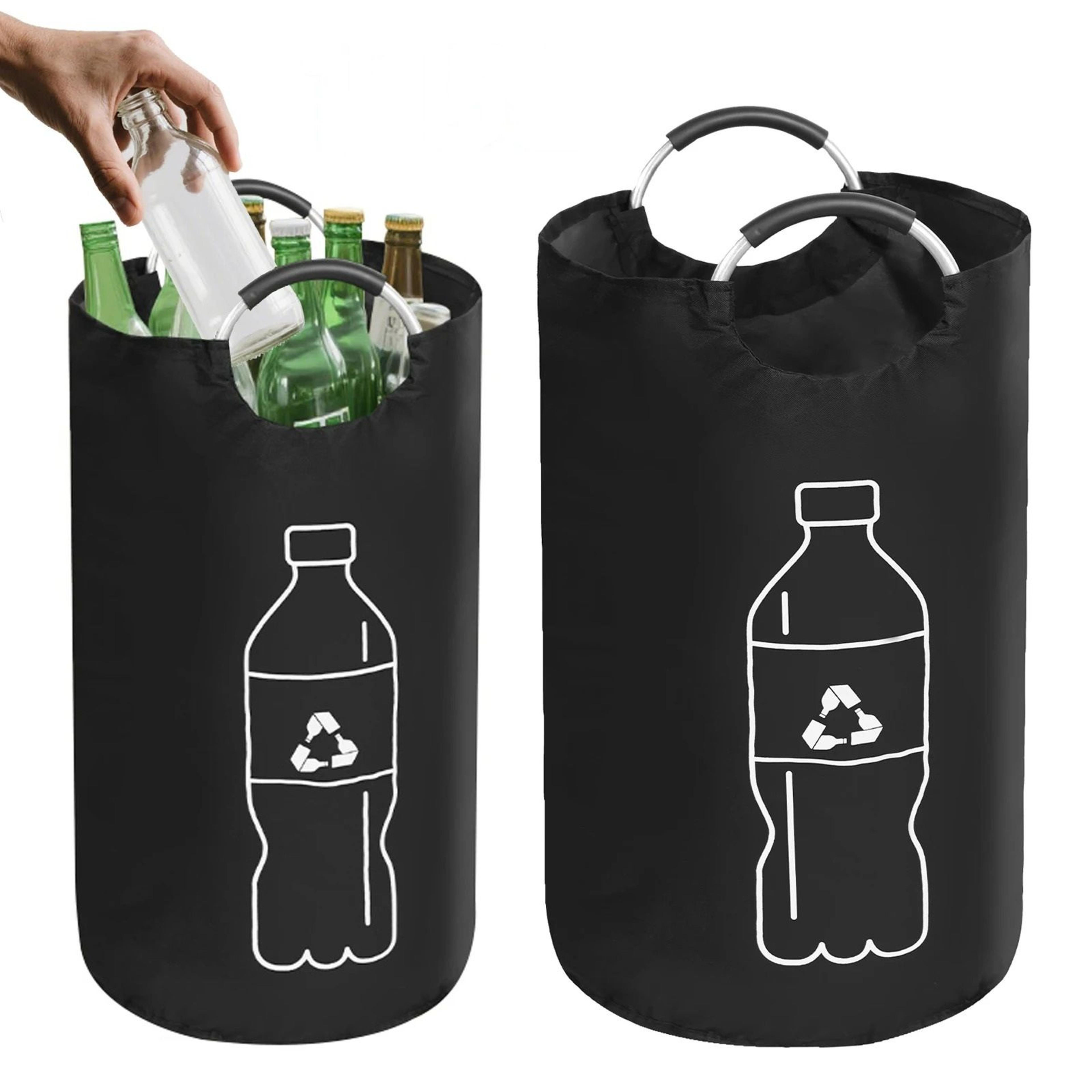 collapsible empty bottle & recycling storage basket with aluminum handles