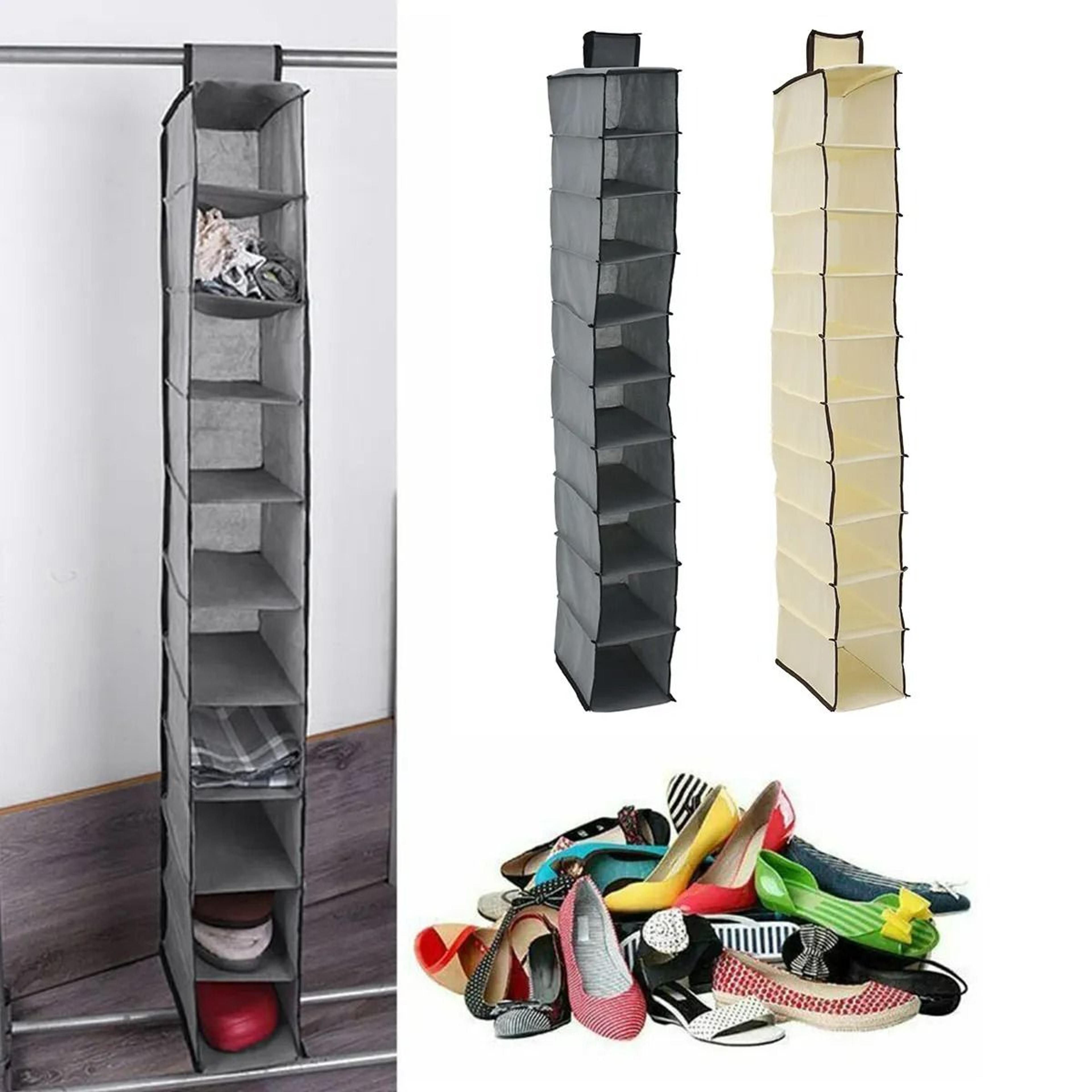 10-tier hanging closet shoe & accessory rack organizer