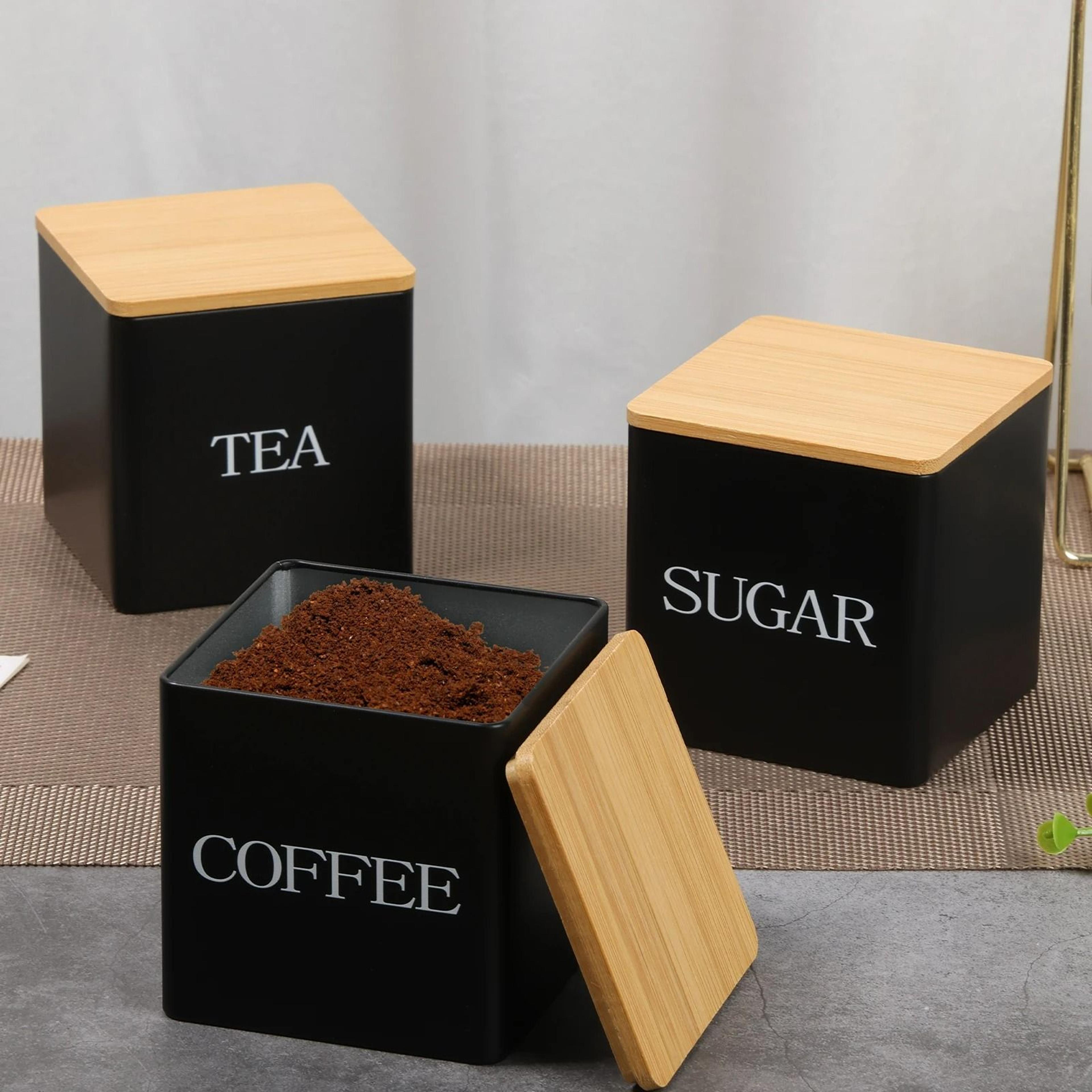 3-piece vintage iron kitchen storage canister set