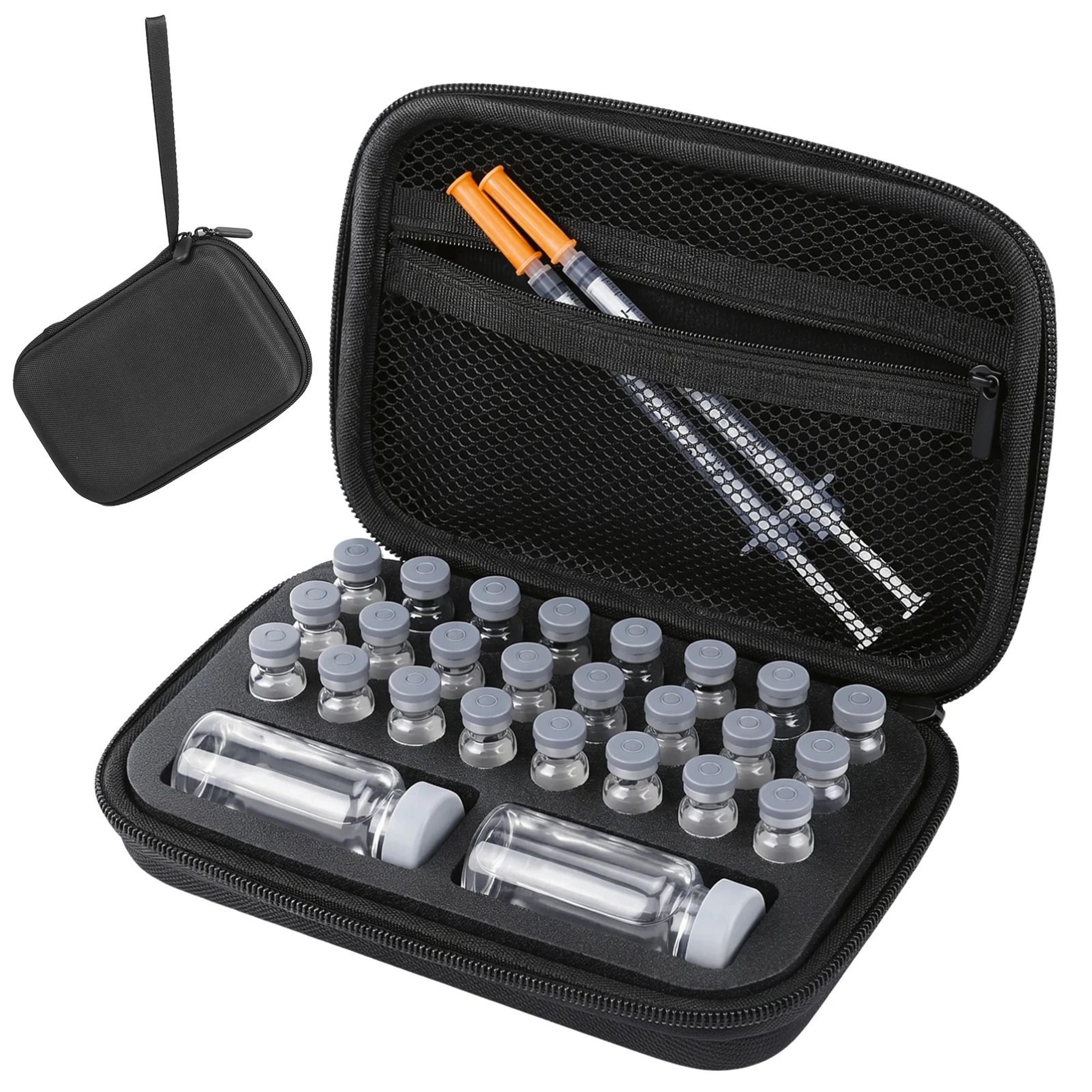 portable multi-slot insulin & peptide vial storage case