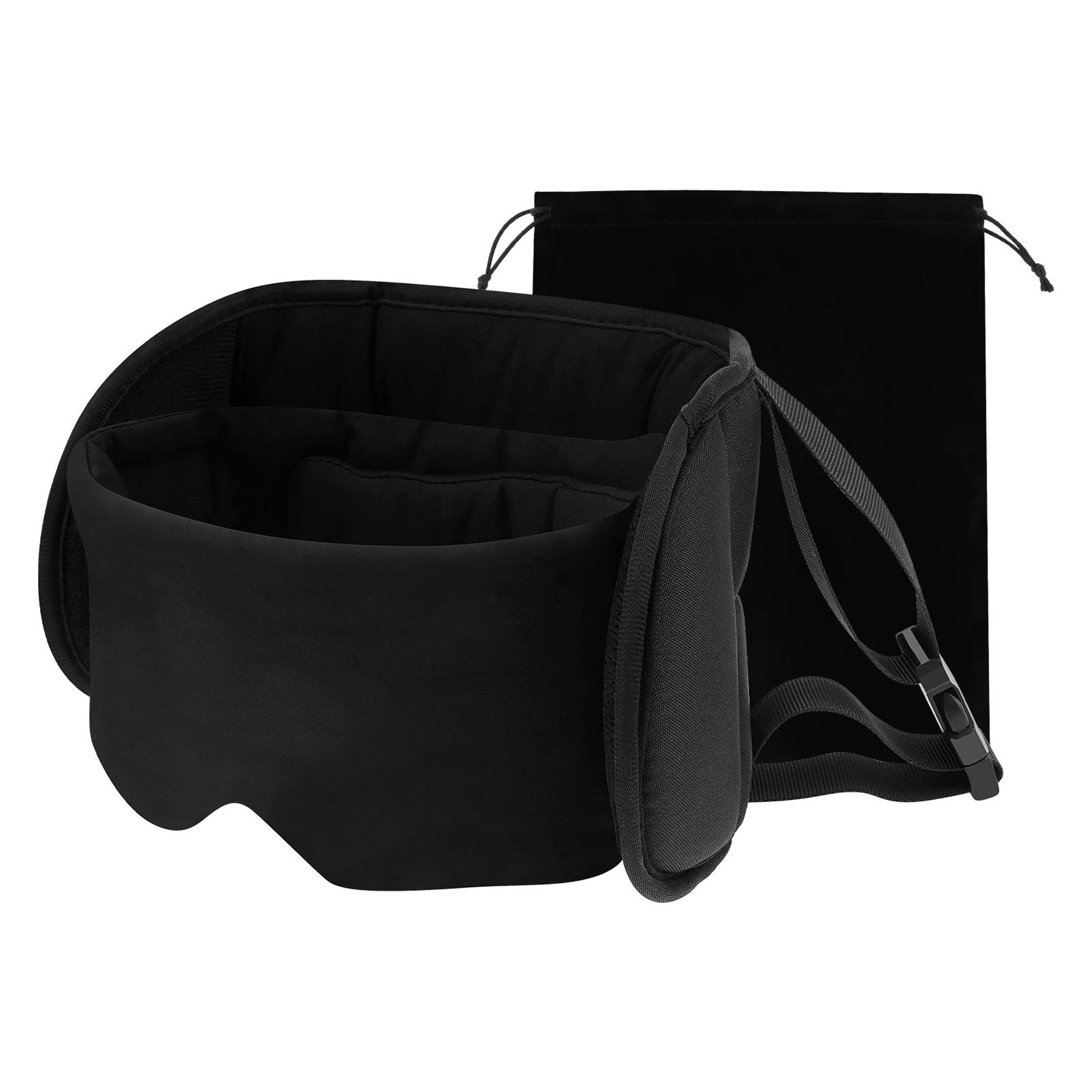 2-in-1 cotton travel neck pillow with built-in integrated eye mask