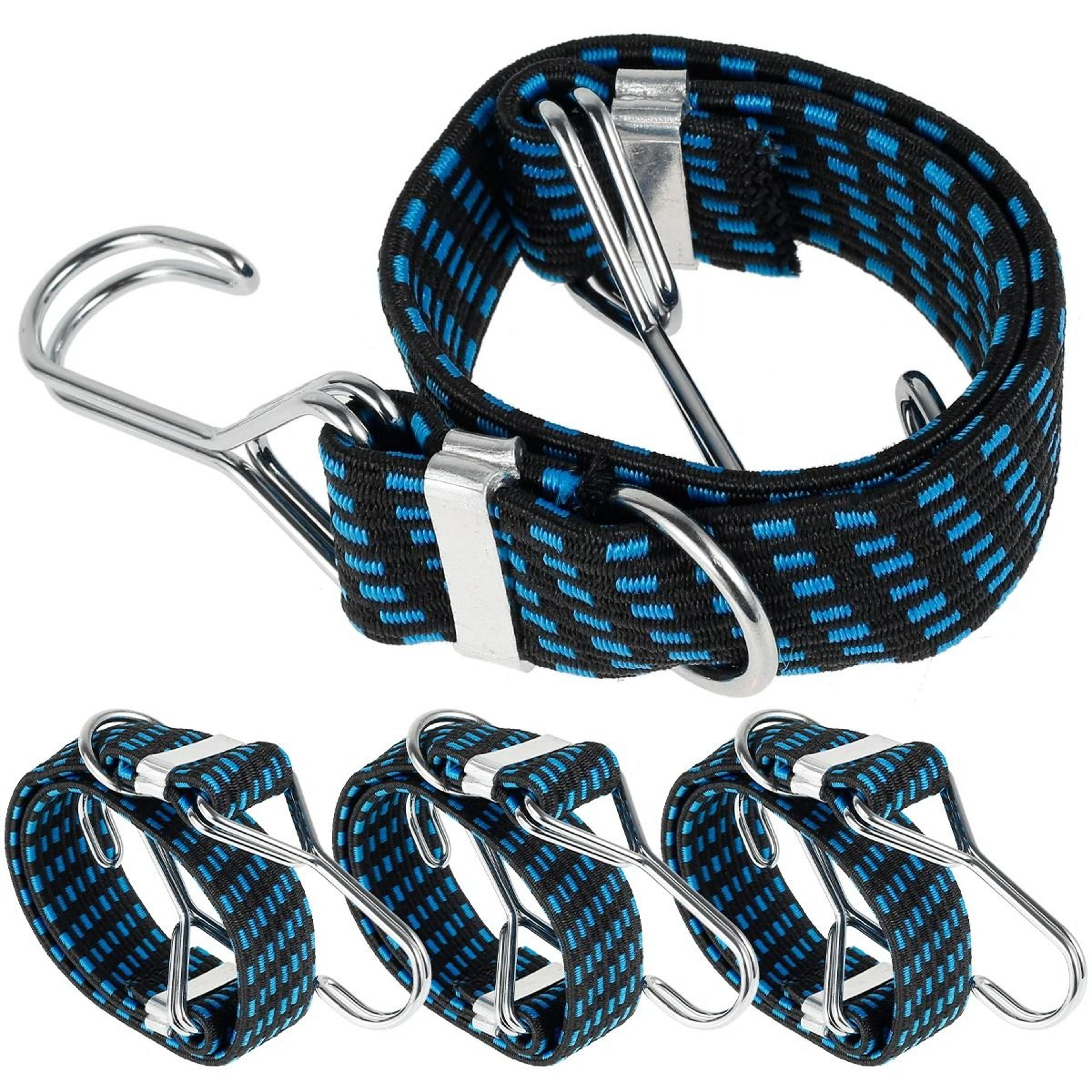 4-piece heavy-duty flat bungee cords with steel core hooks
