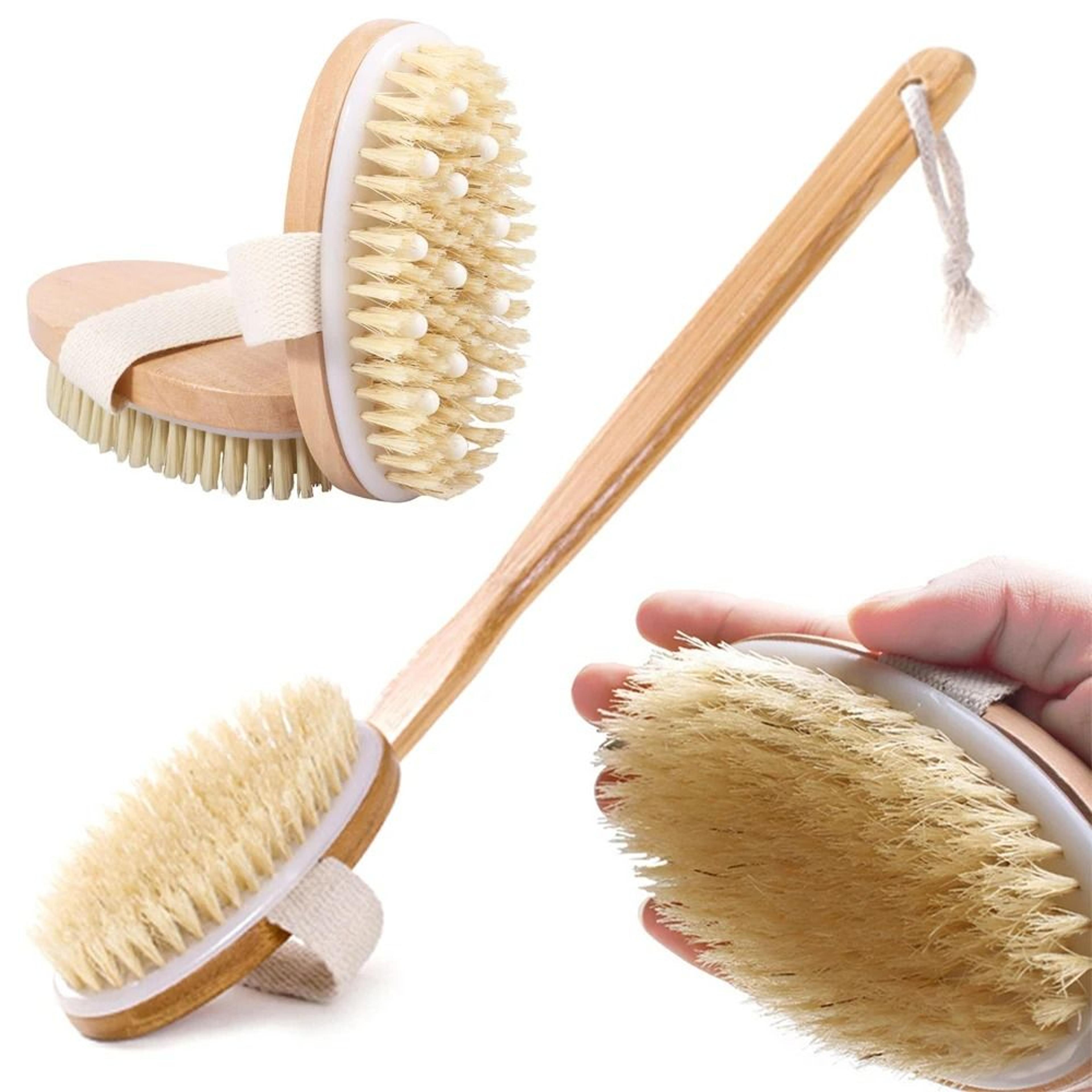 natural bristle dry body massage & exfoliating brush