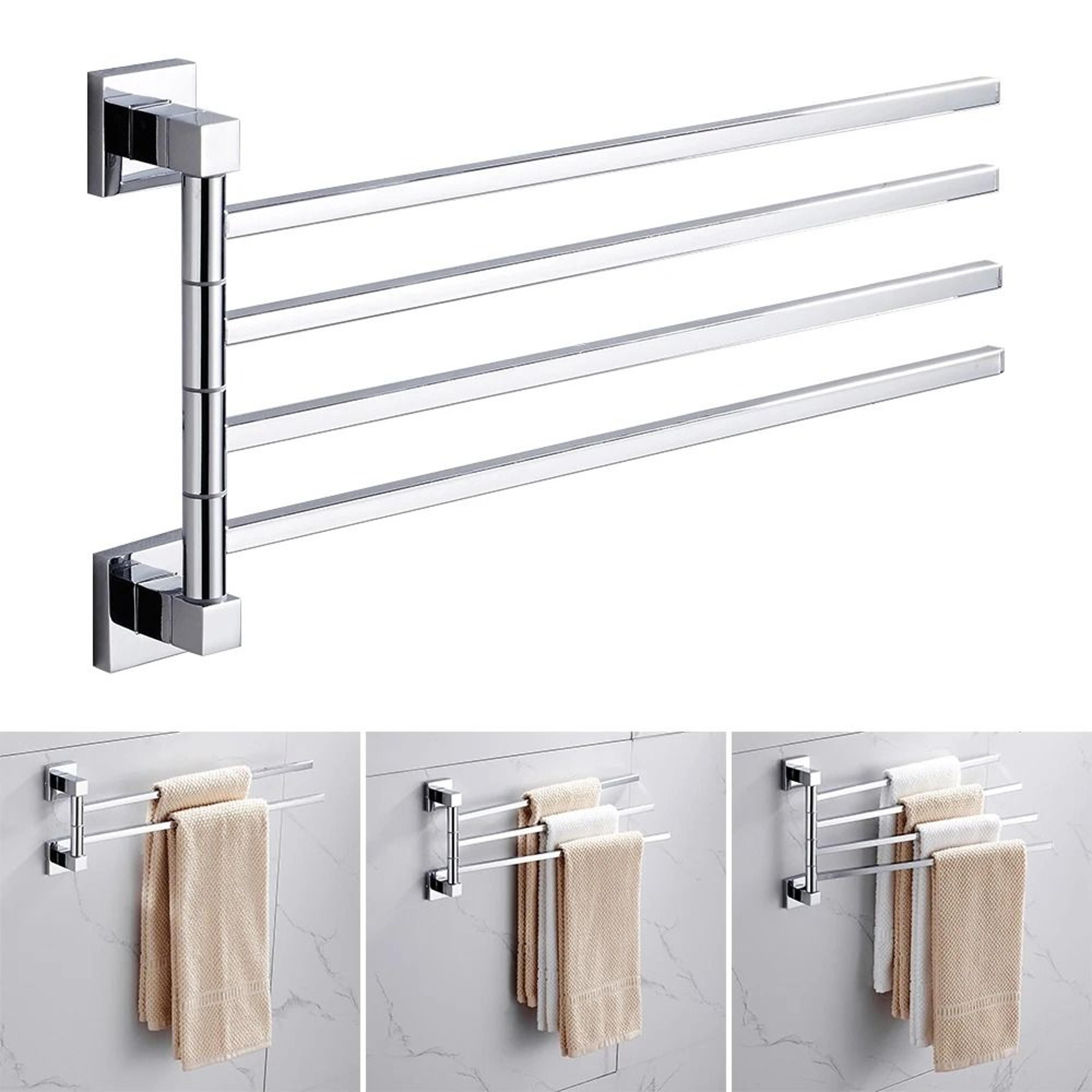 wall-mounted stainless steel swing-arm towel rack