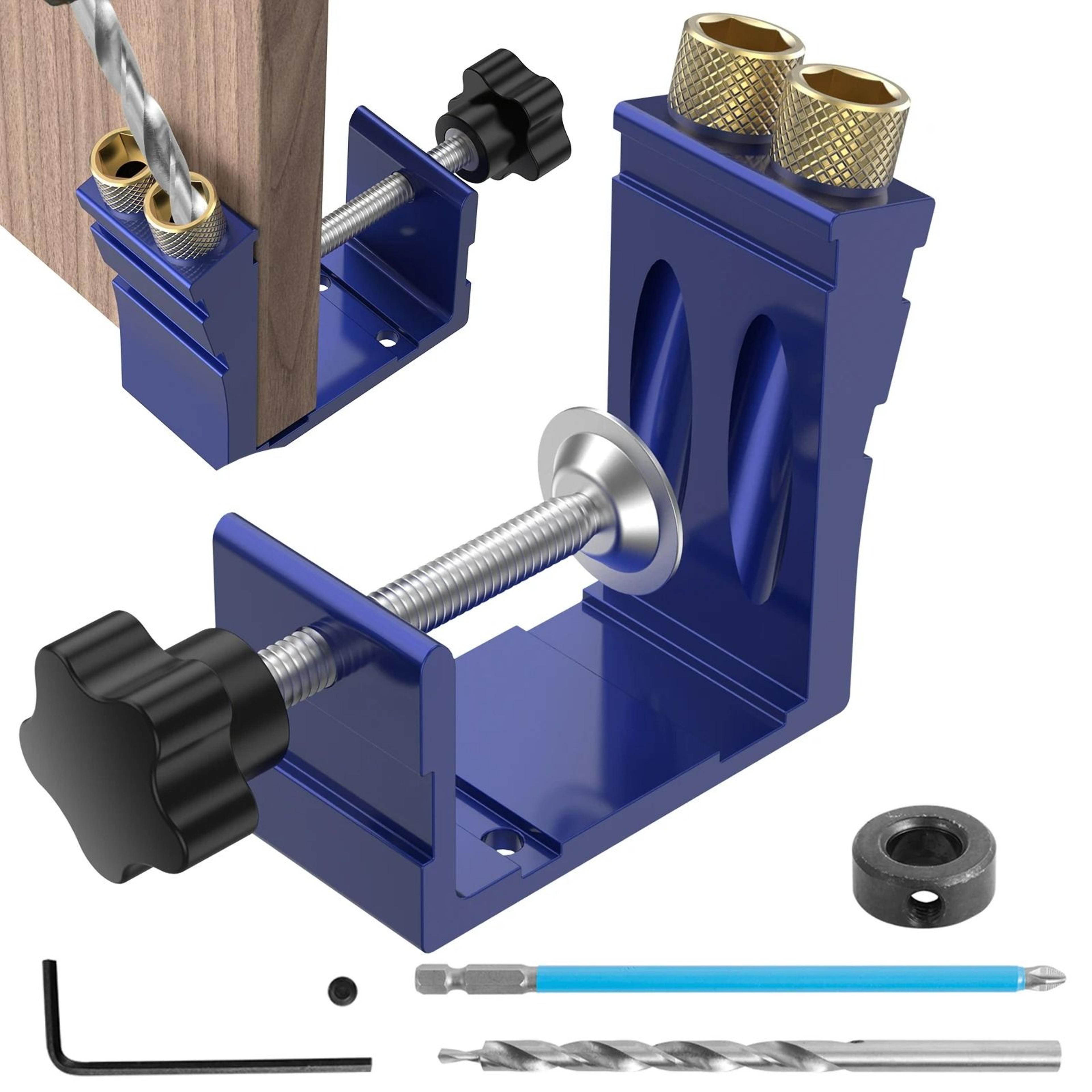 15-degree pocket hole jig & adjustable drill guide punch kit