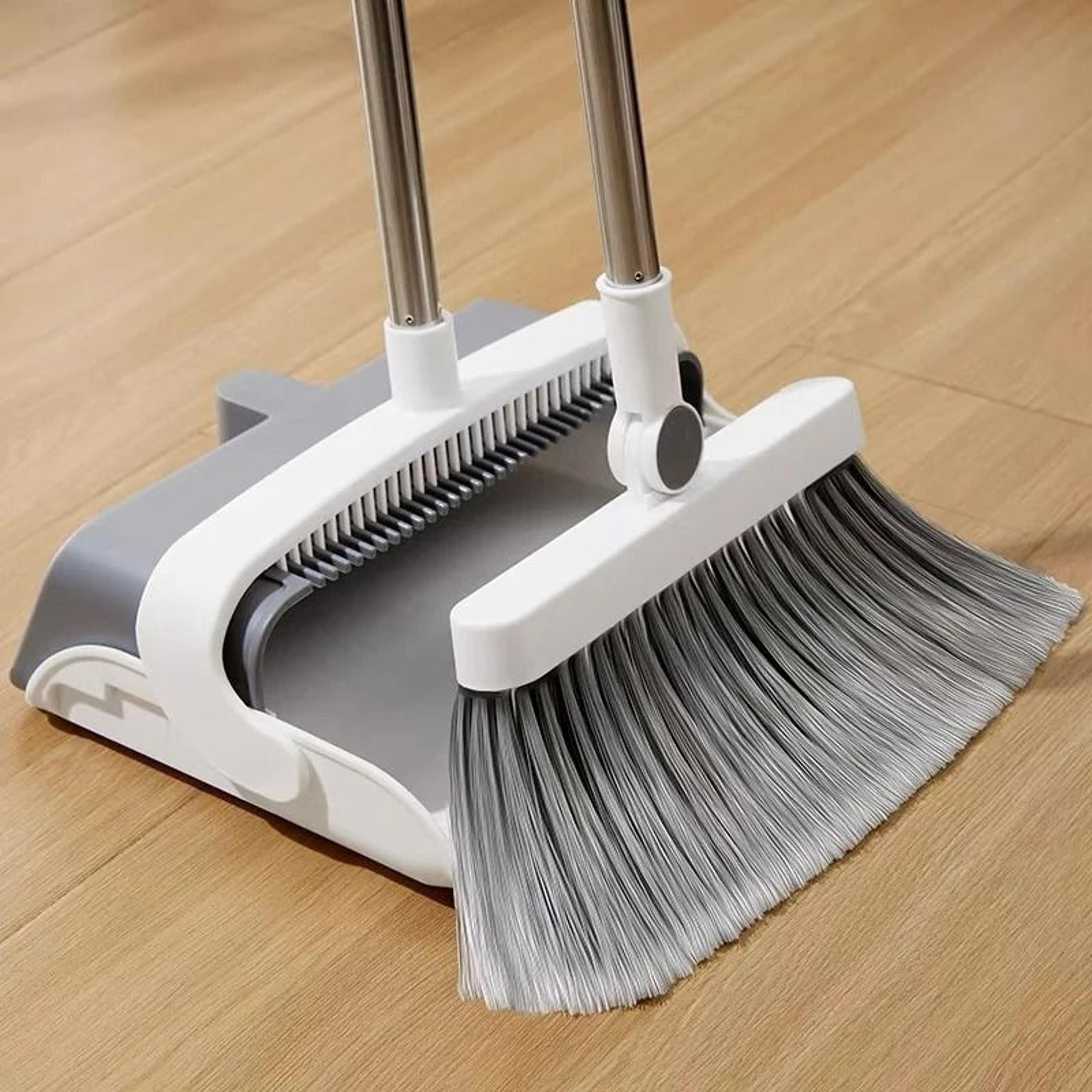 upright standing broom and foldable dustpan cleaning set