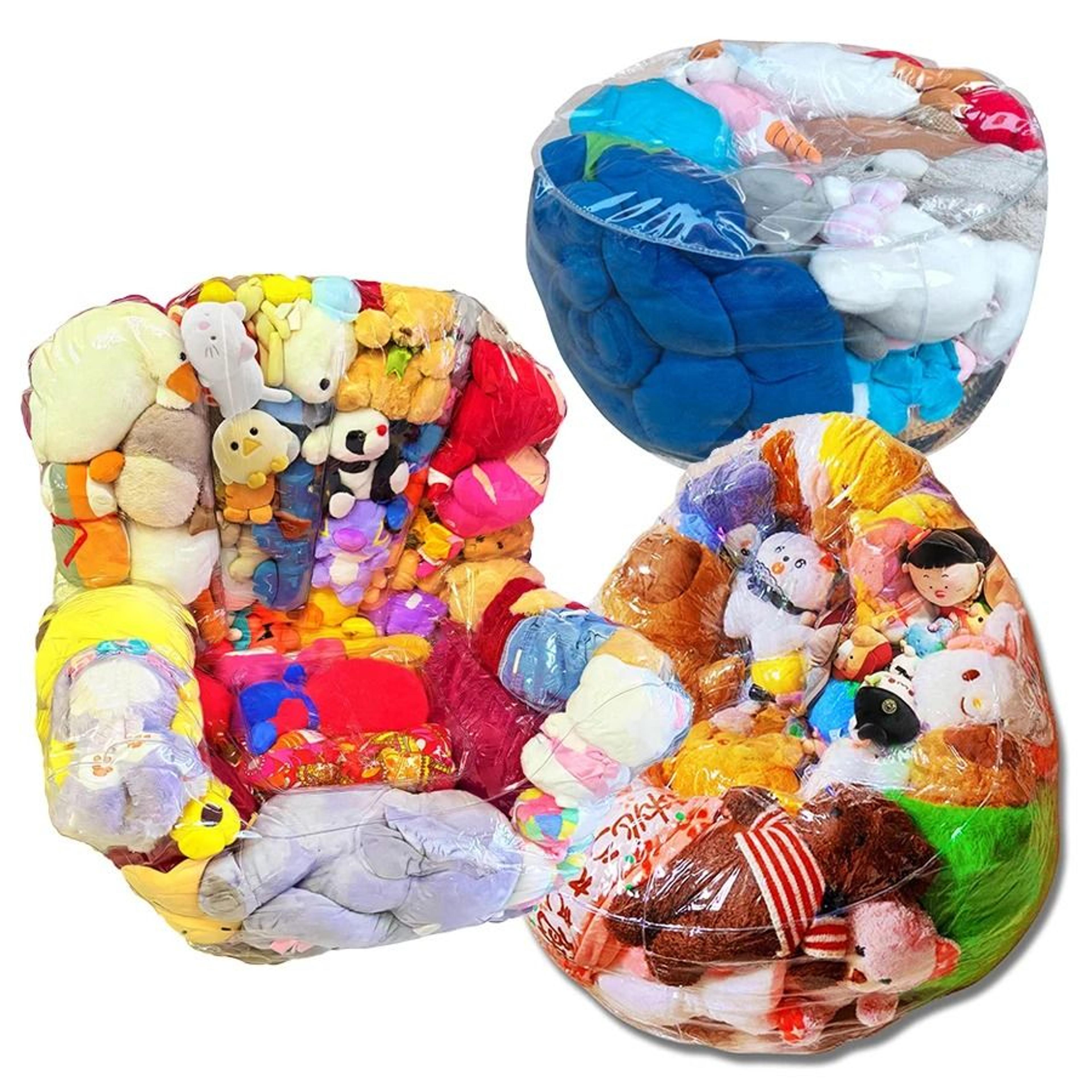 transparent plush toy storage bean bag chair cover