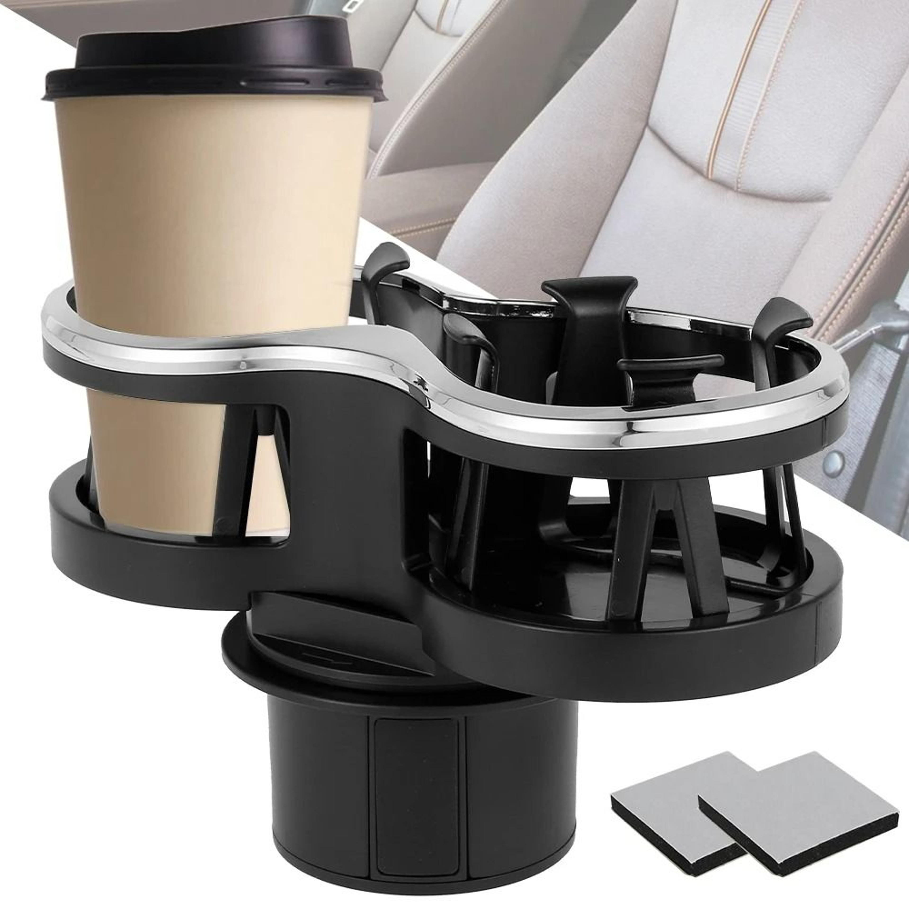 2-in-1 dual car cup holder expander with adjustable anti-shake base