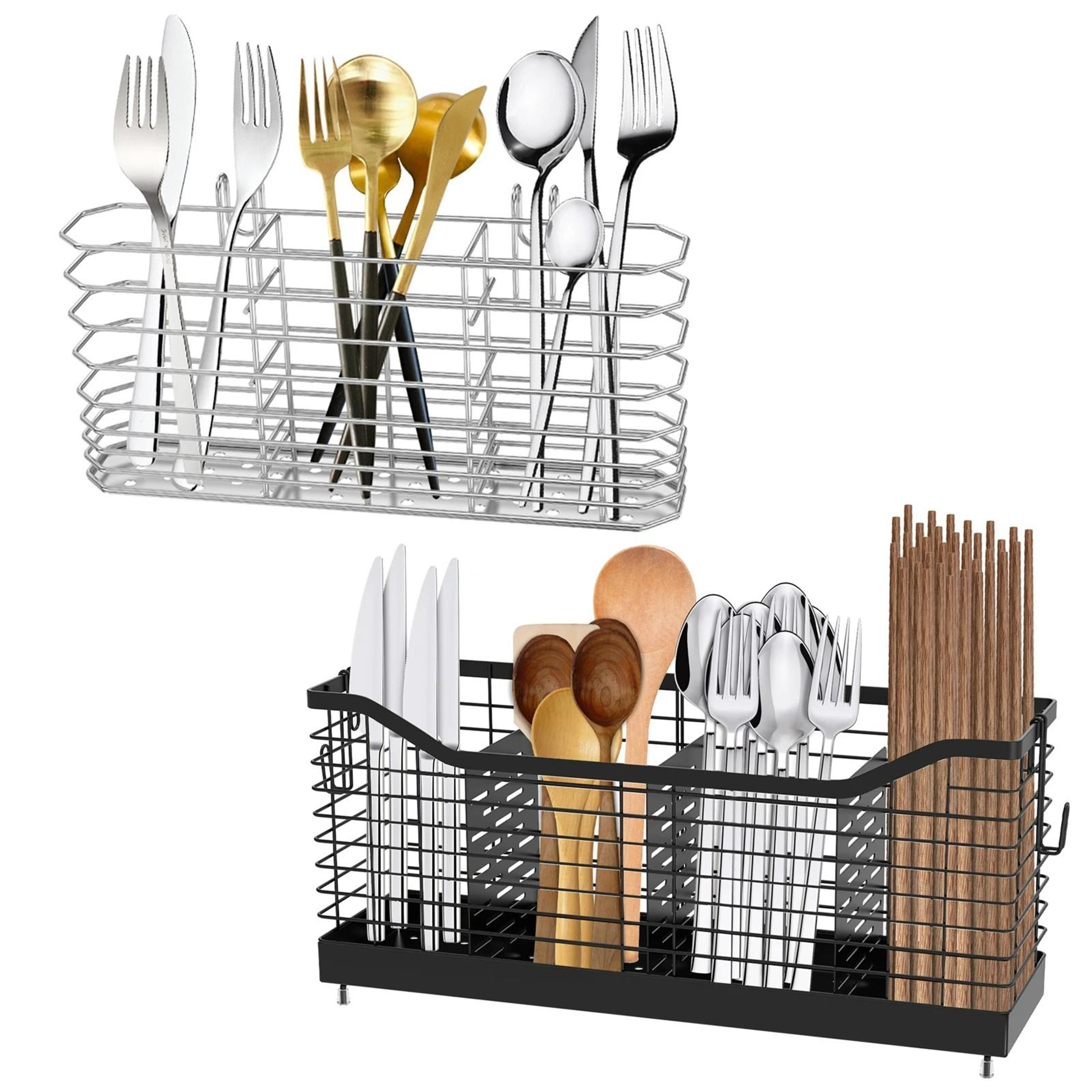 stainless steel hanging cutlery & utensil storage rack