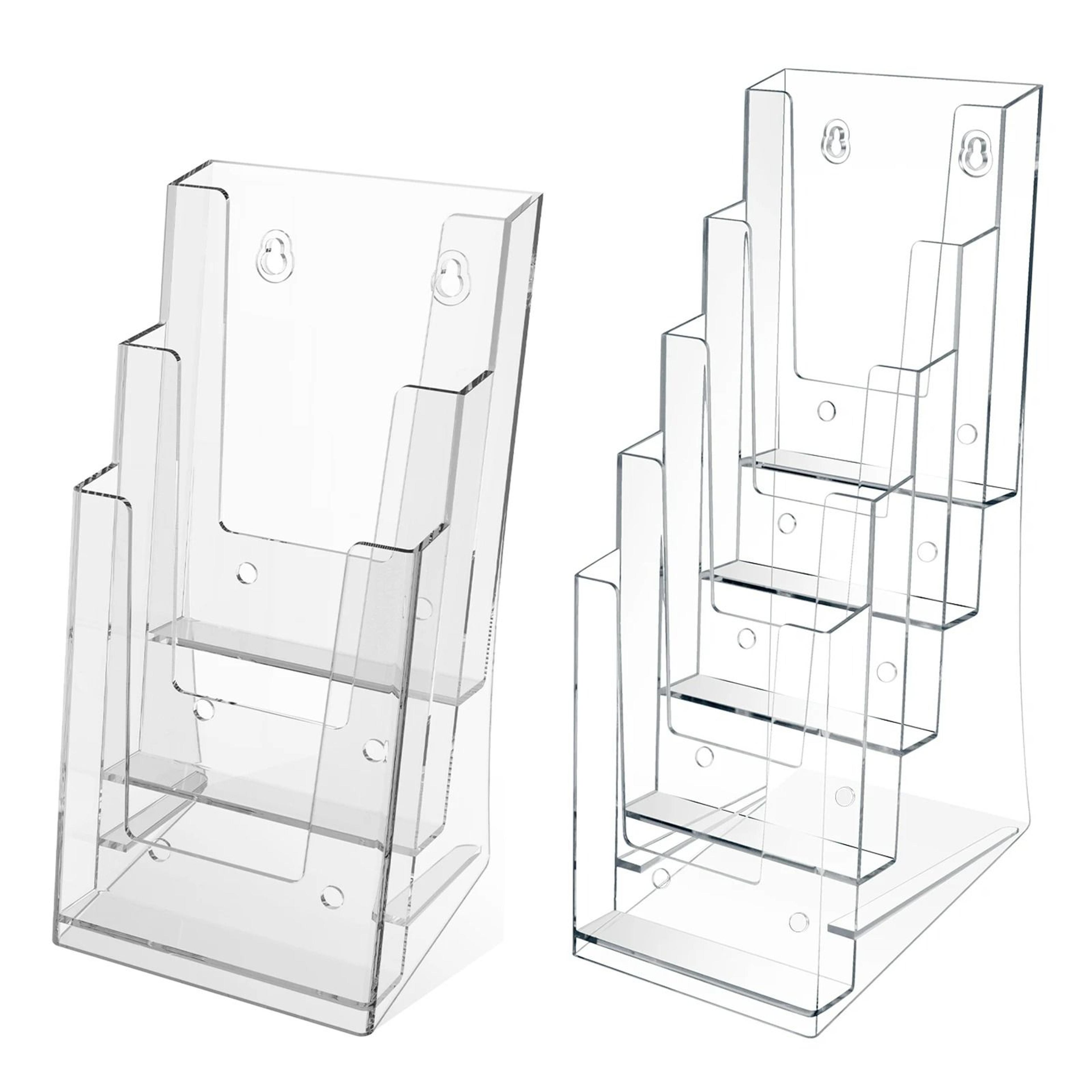 2-pack clear acrylic tiered brochure & literature display stand