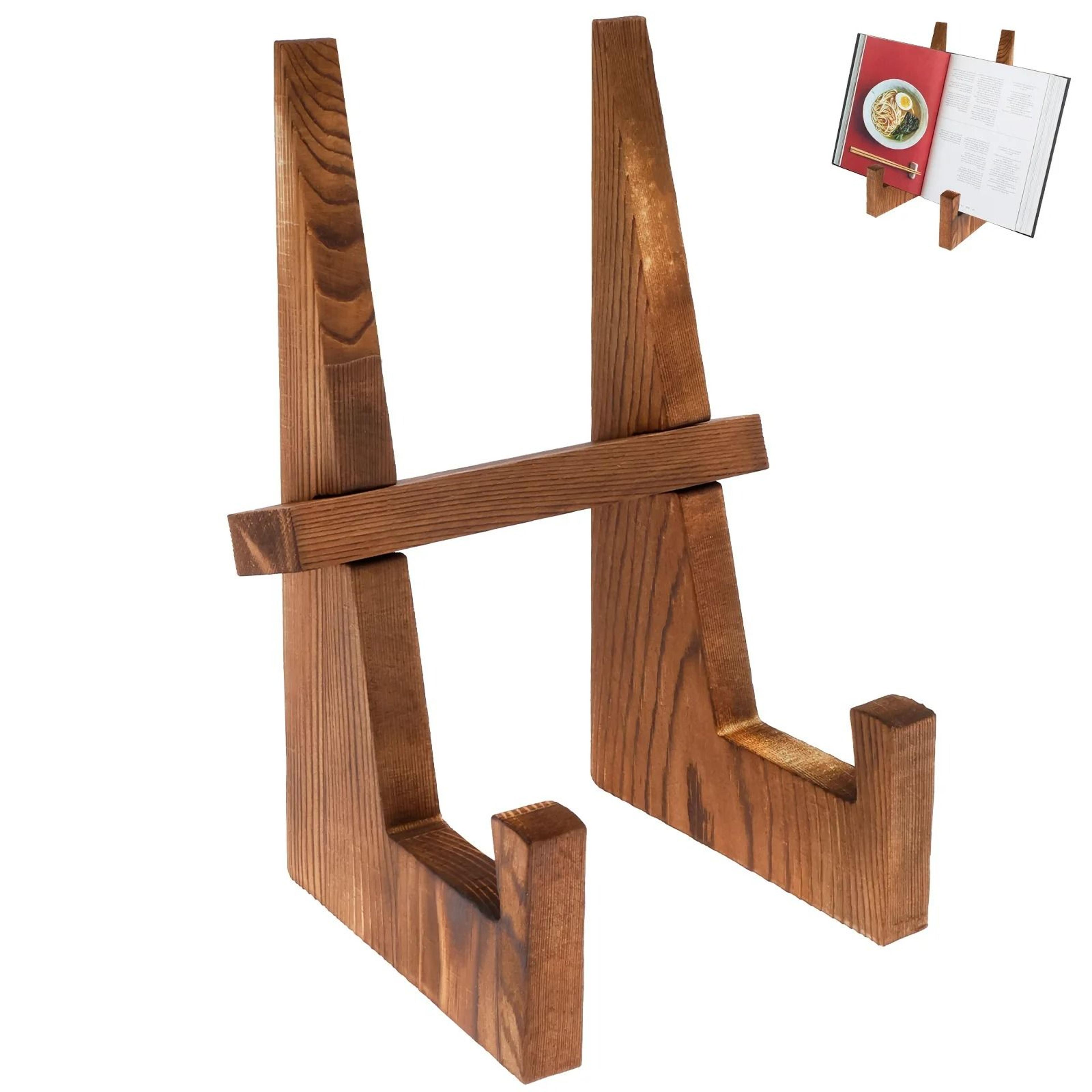 wooden plate stand & desktop recipe book display holder