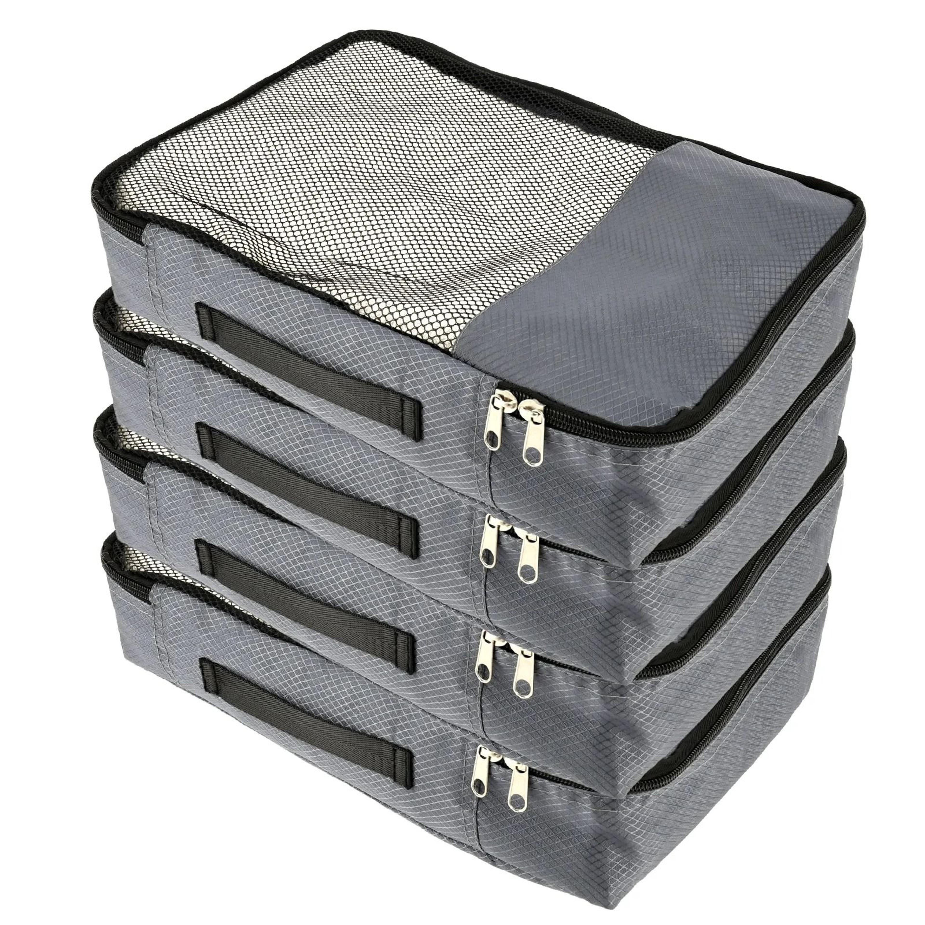 4-piece travel compression packing cubes set with shoe bag