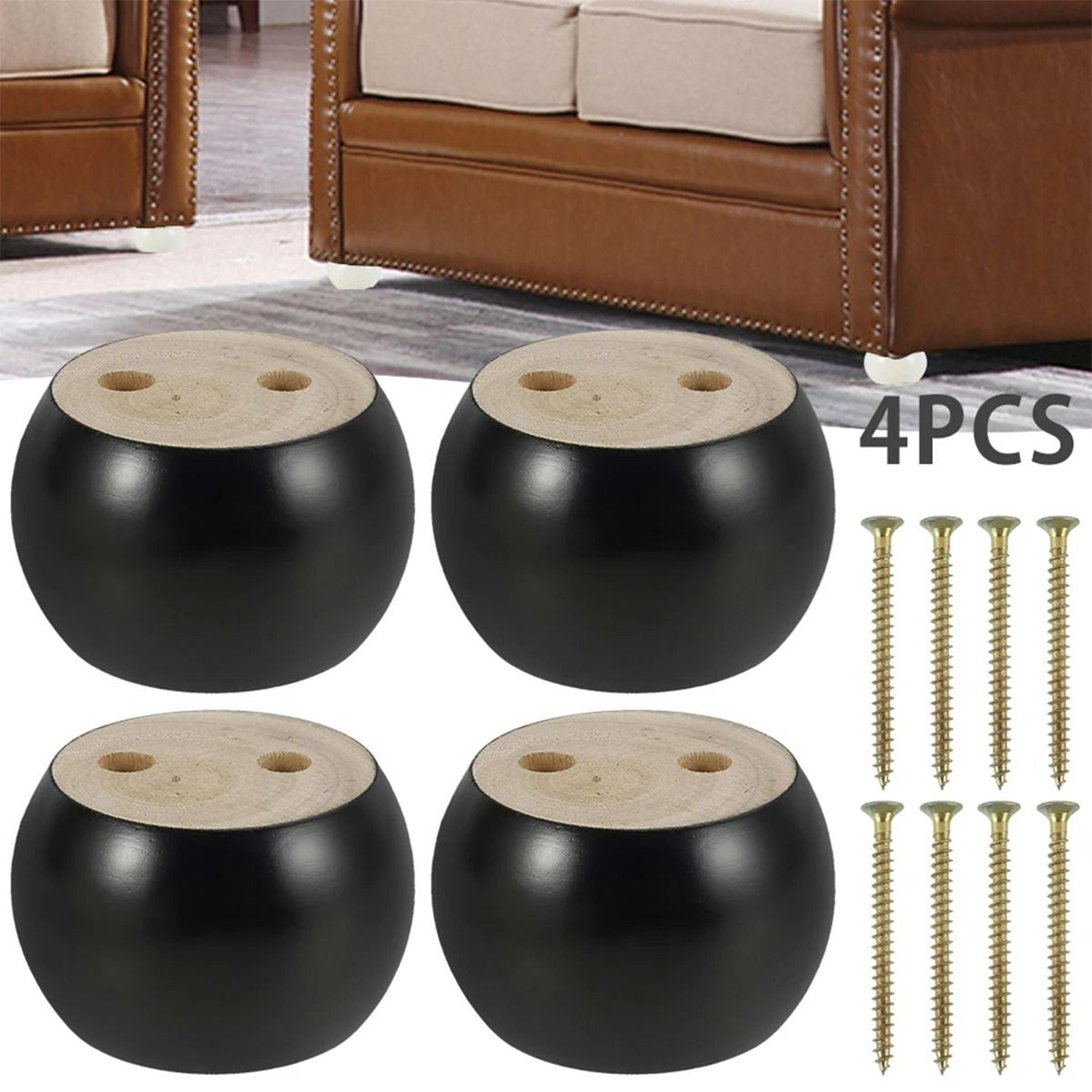 4-piece solid wood round bun furniture legs set