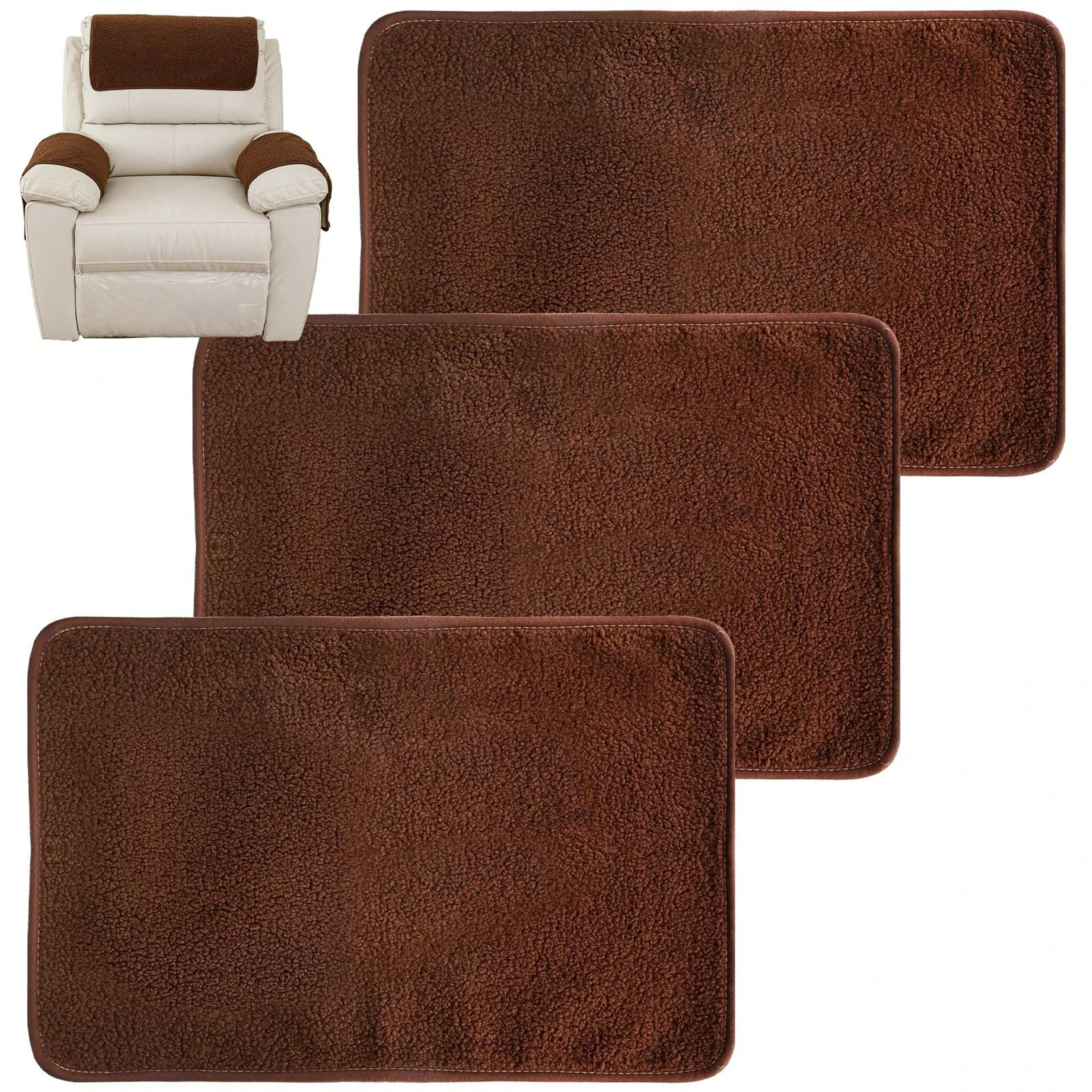 3-piece soft polyester recliner headrest protector cover set