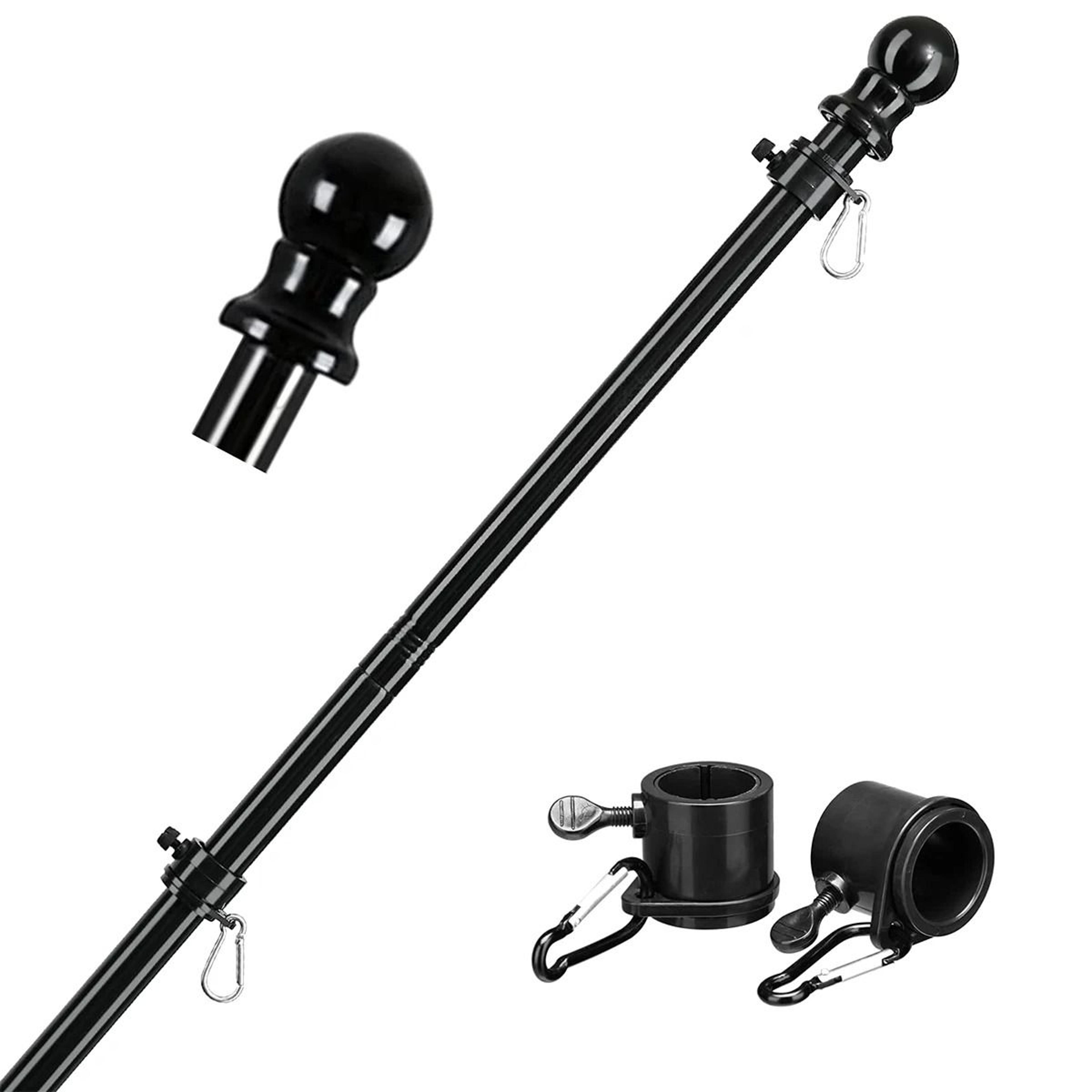 5.9 ft telescopic stainless steel flagpole with 360° rotating rings