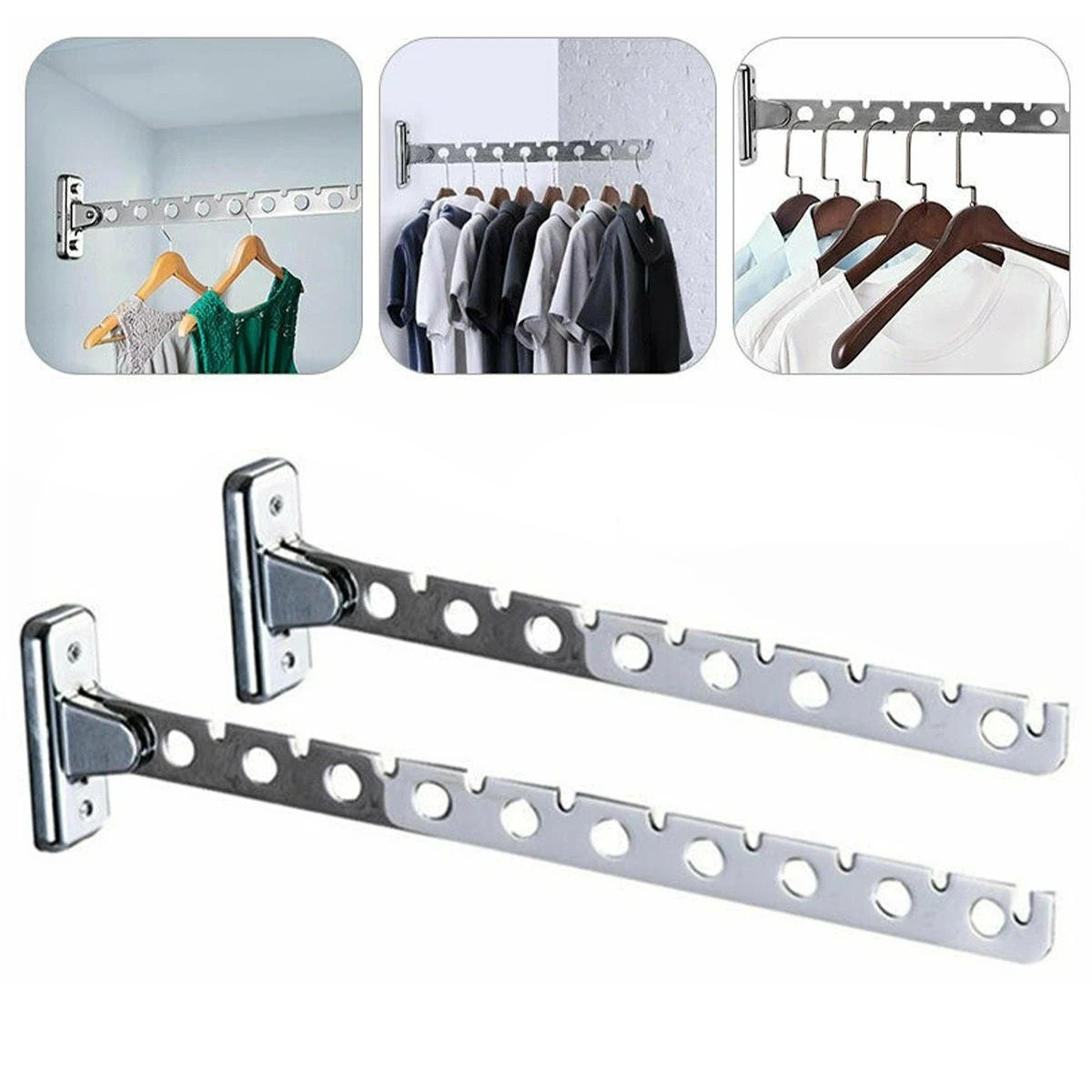 wall-mounted stainless steel folding clothes drying rack with hanger holes