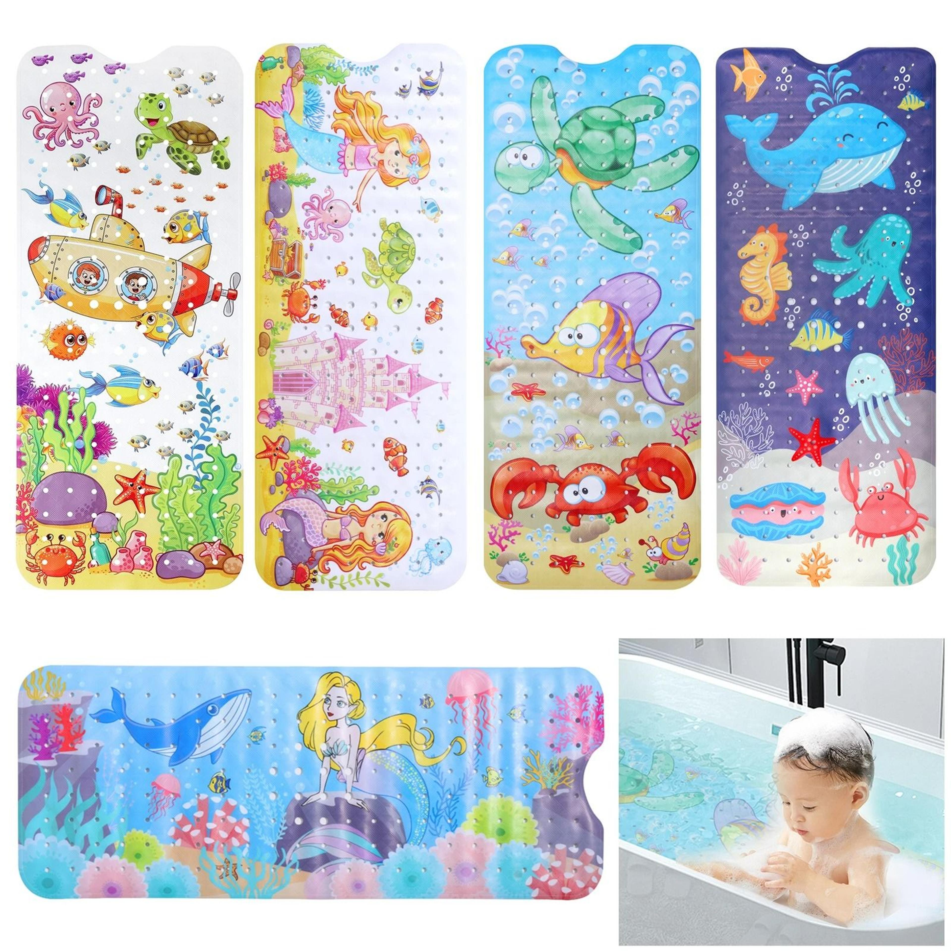 large cartoon sea world non-slip baby bath mat with suction cups