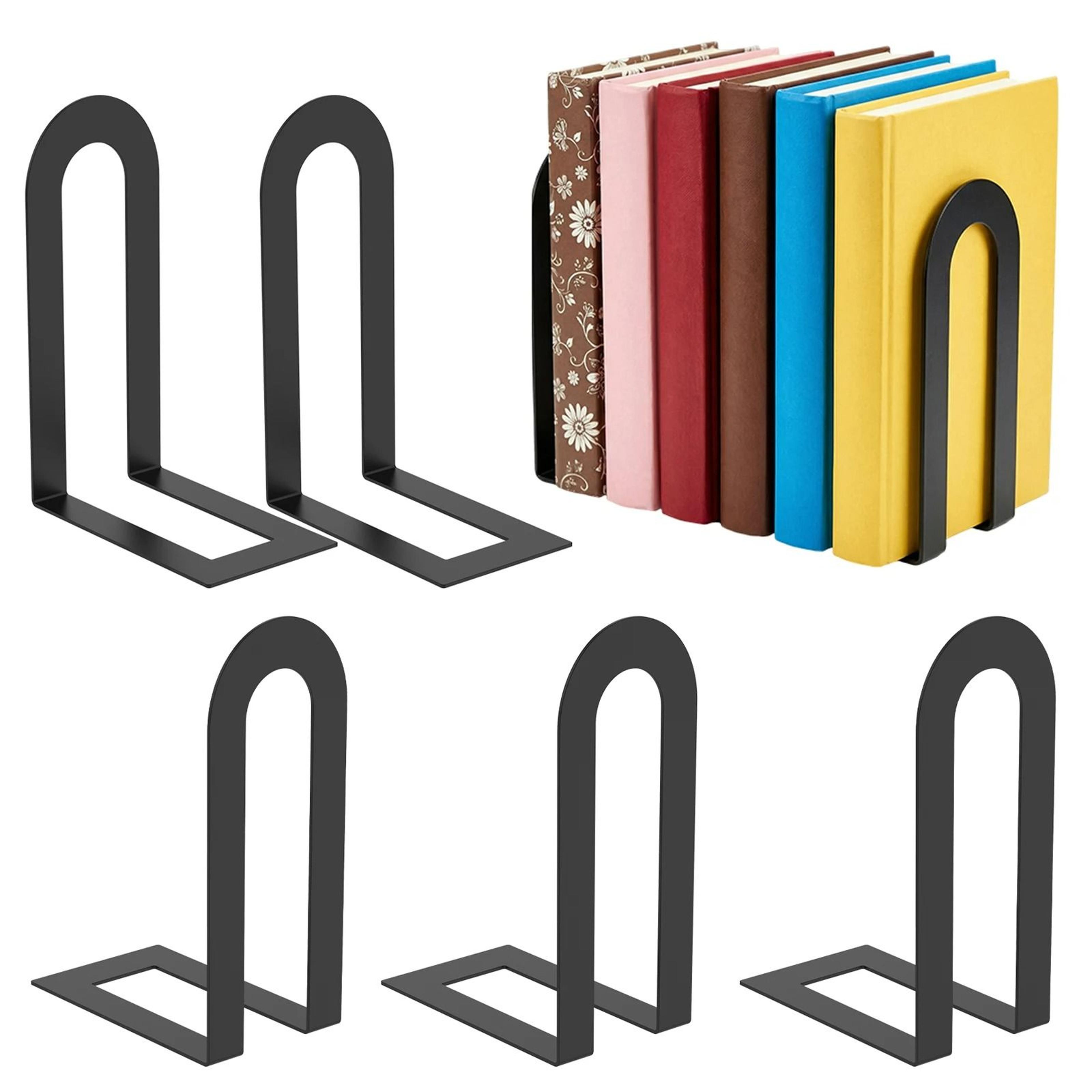 6-pack l-shaped heavy-duty metal bookends with non-slip pads