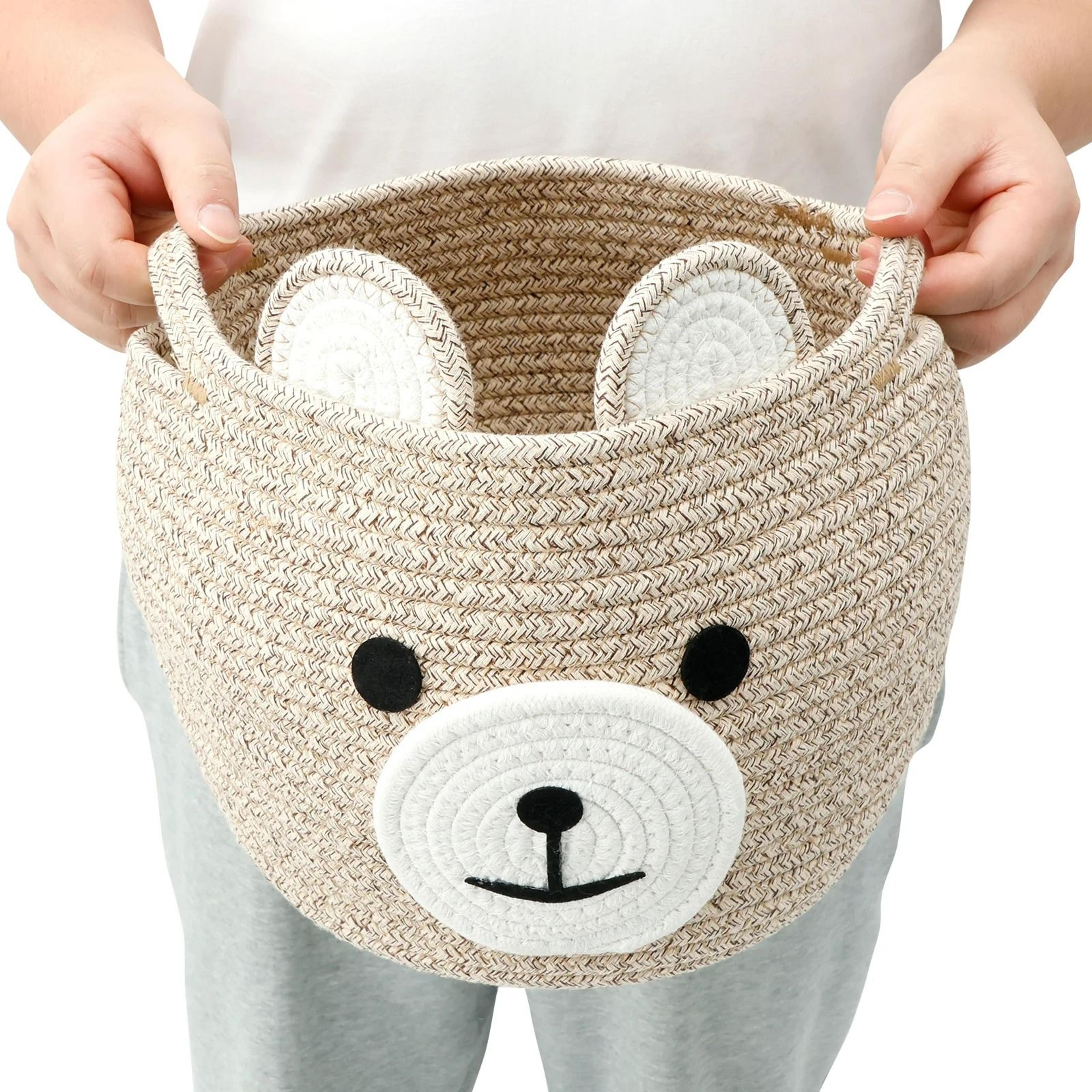 cute bear cotton rope storage basket & toy organizer