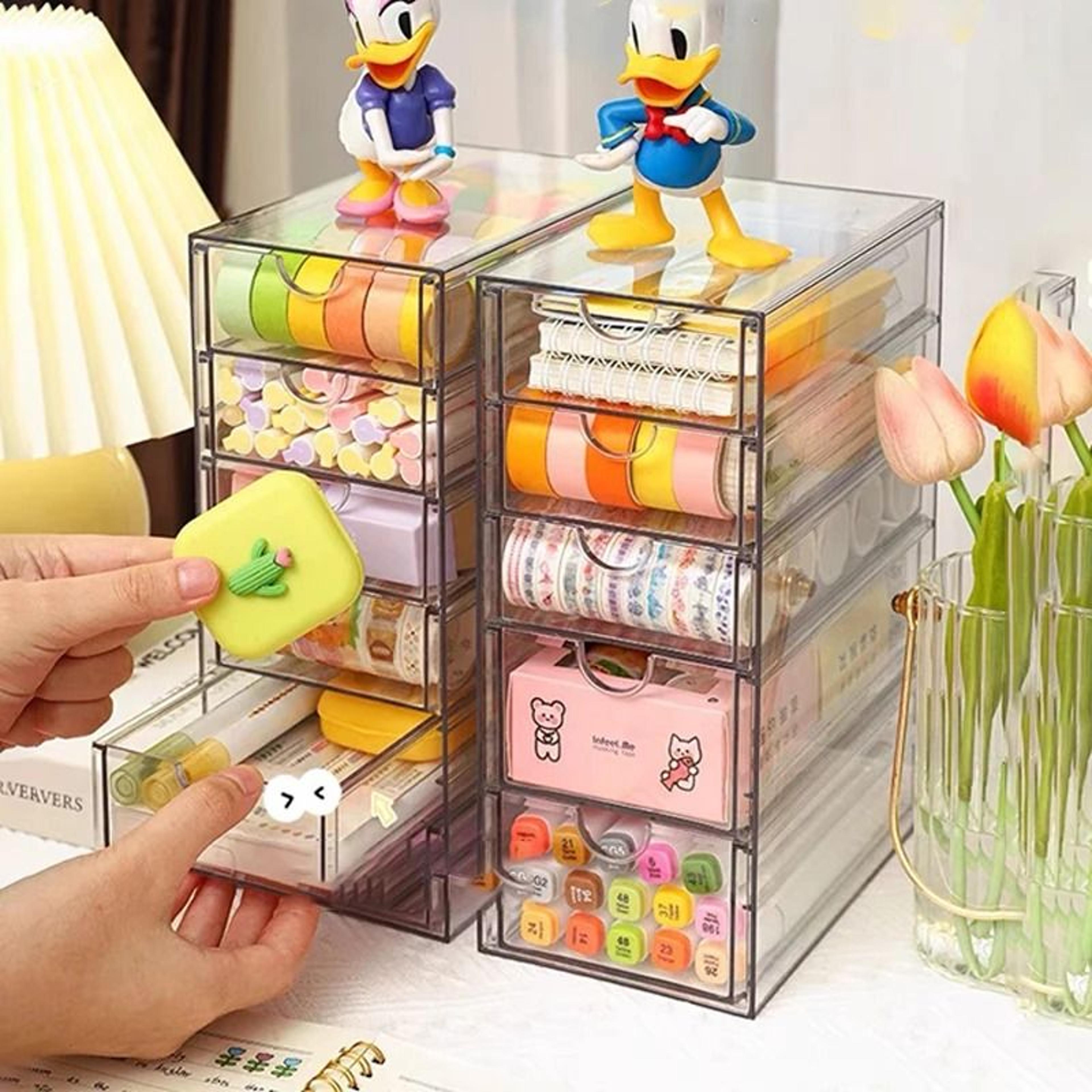 clear acrylic tiered drawer organizer & desktop storage box