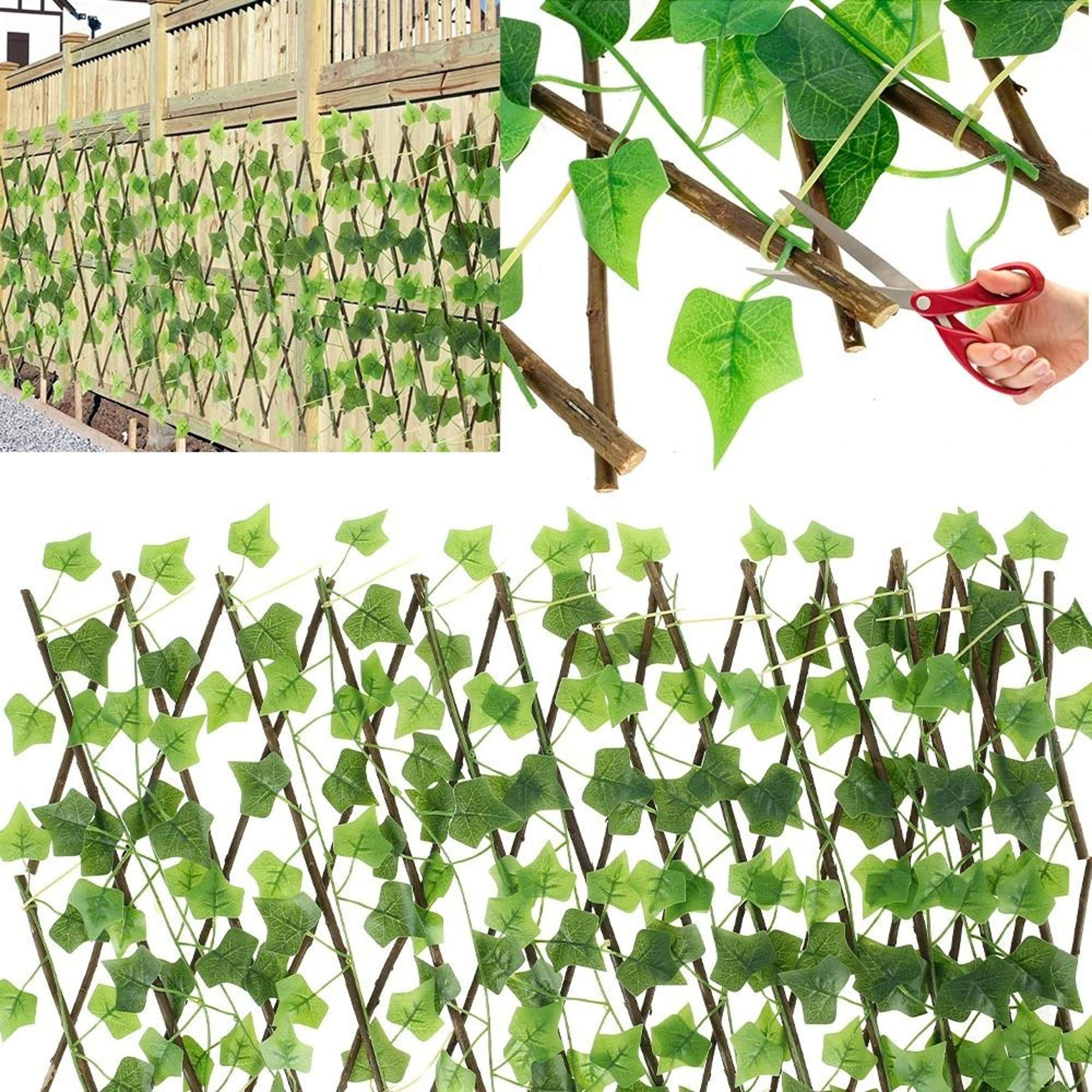 expanding wooden trellis artificial ivy privacy fence