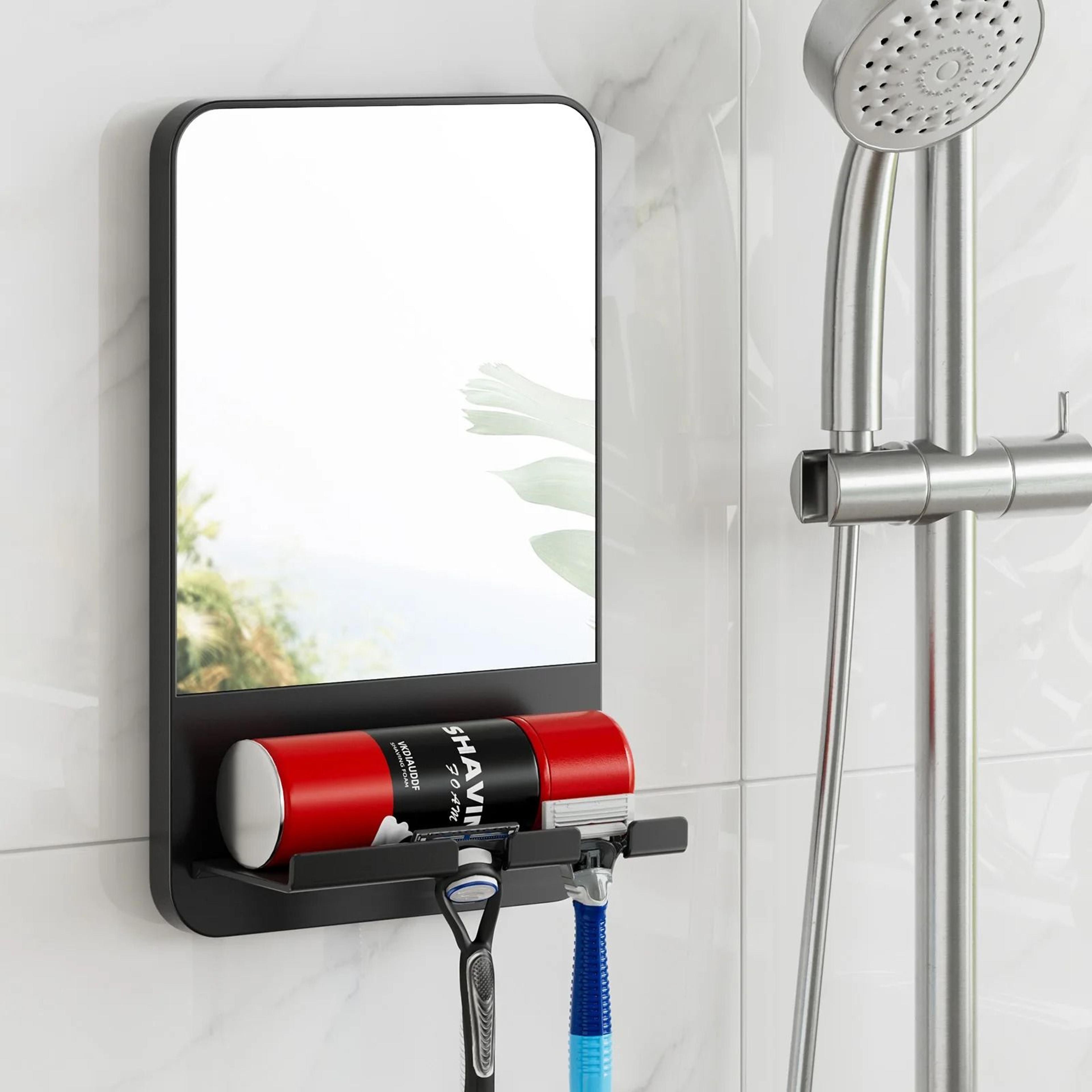 fogless shower mirror with razor holder & vacuum suction cup