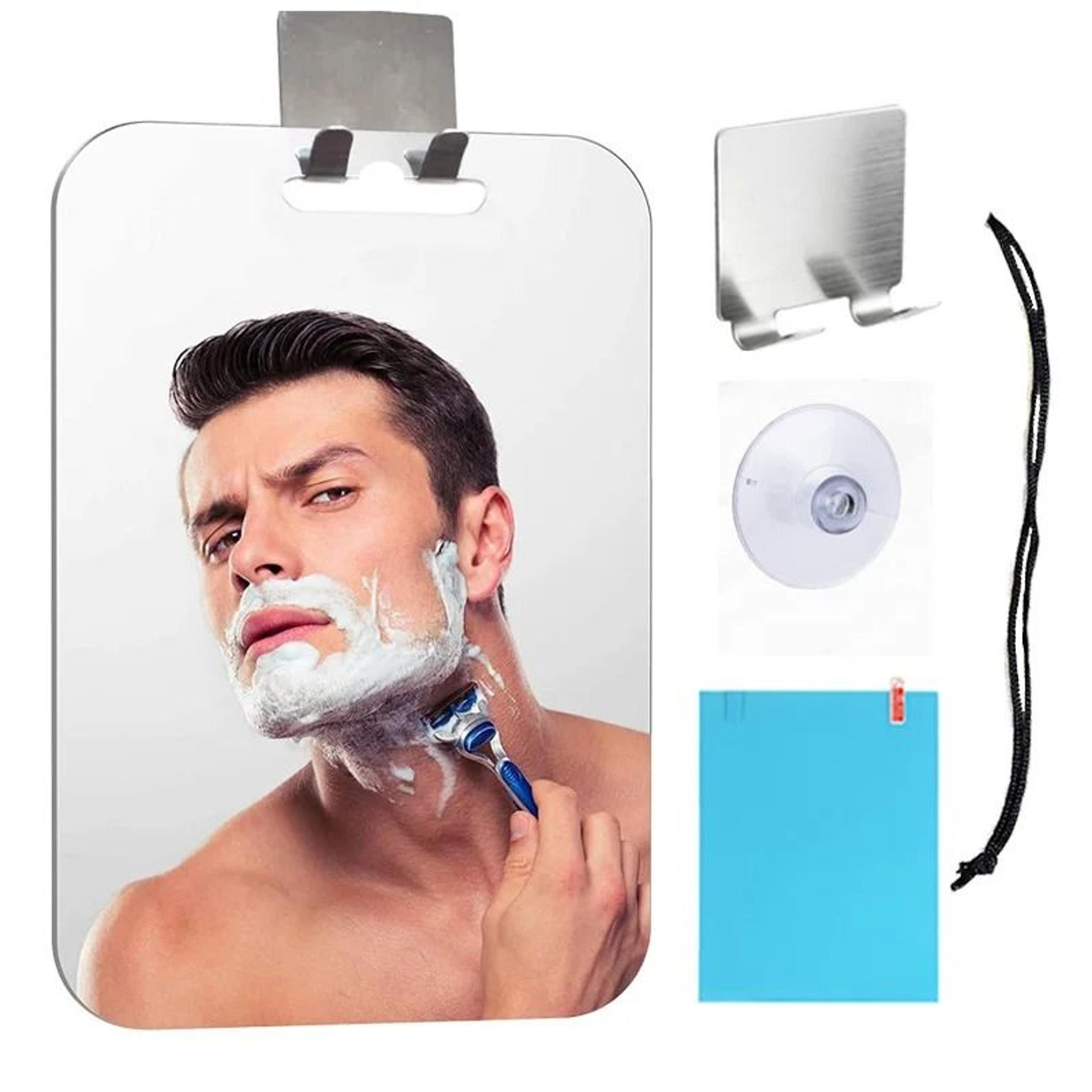 large acrylic fogless shower mirror set with non-slip stand
