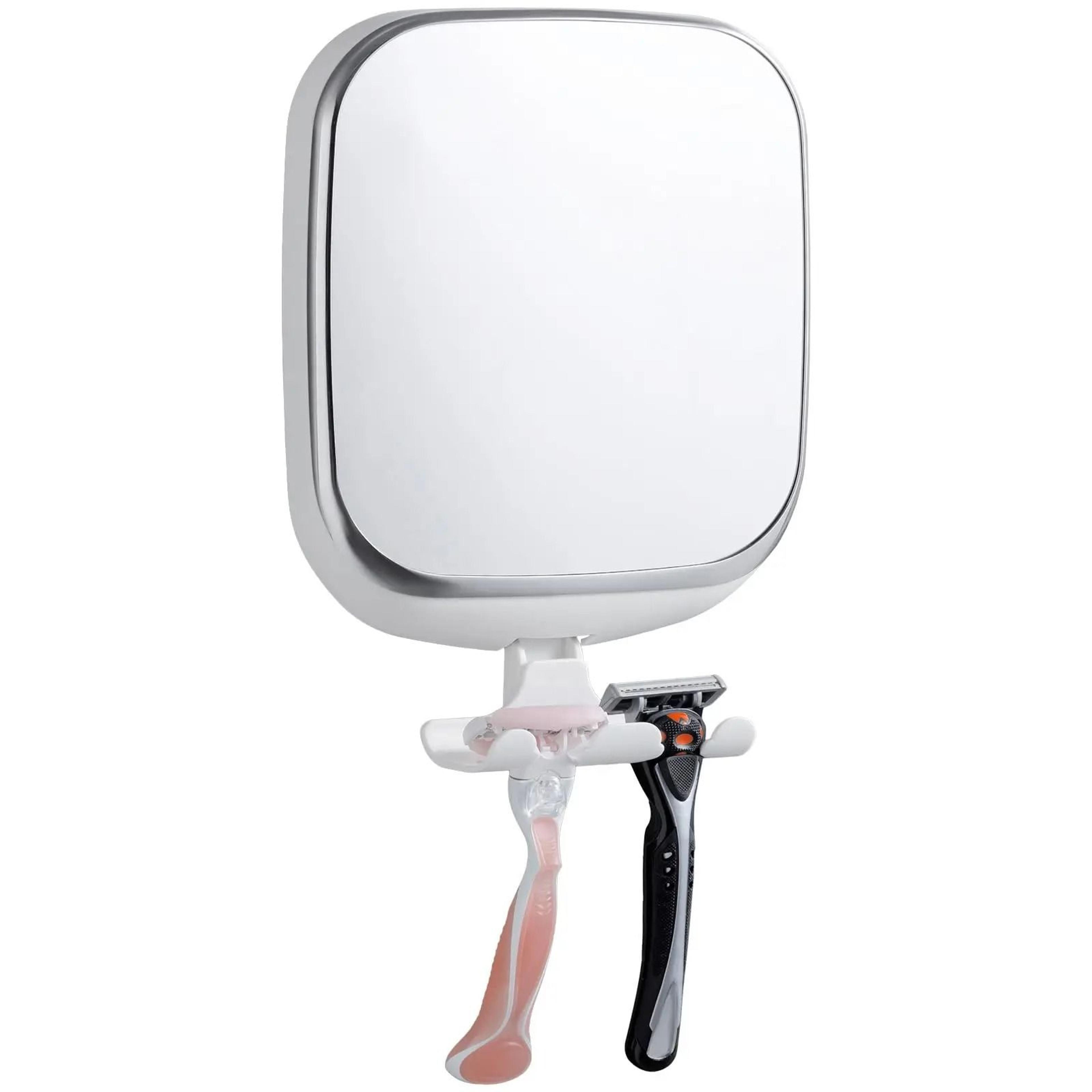 round acrylic fogless shower mirror with storage holder & suction cup