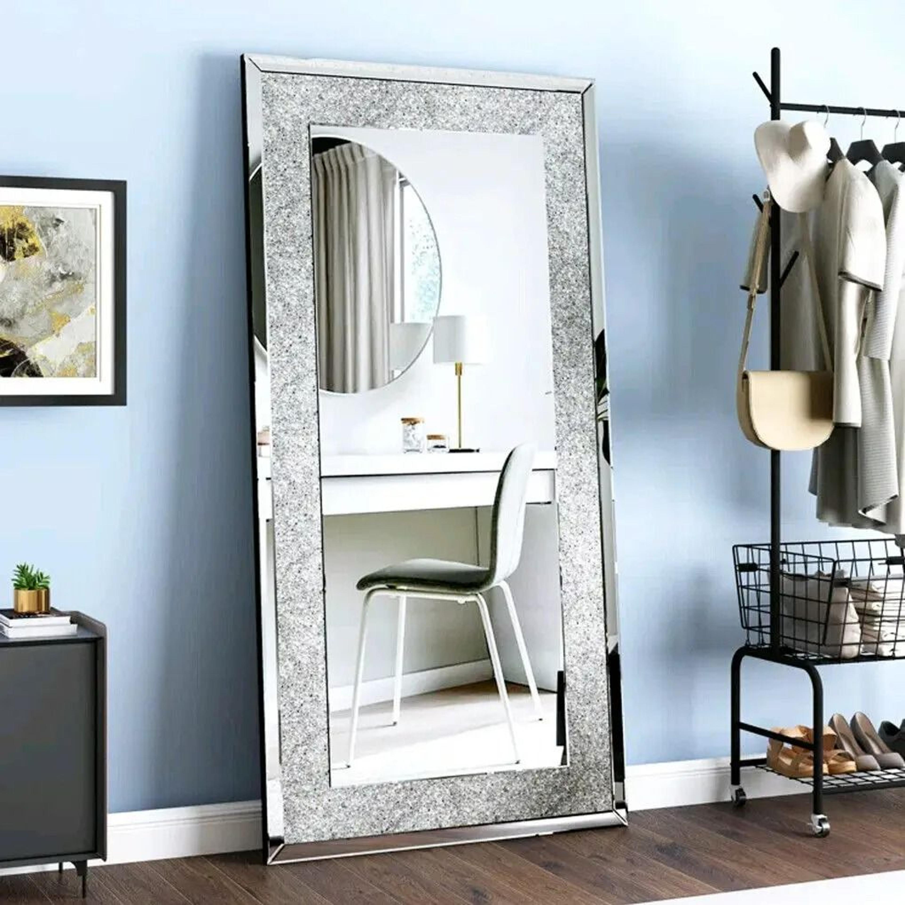 large sparkling rhinestone crystal diamond wall mirror