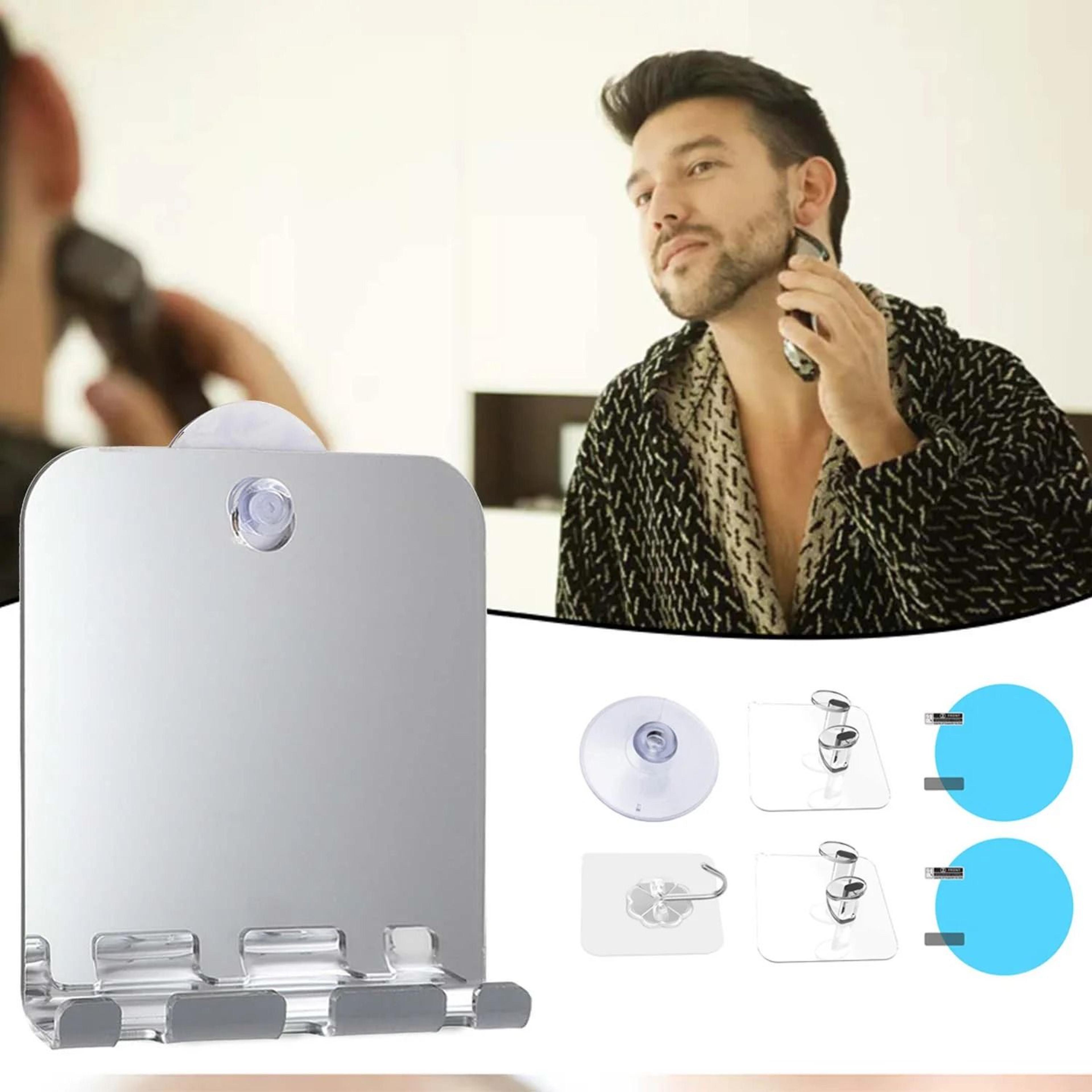 acrylic fogless shower mirror set with wall suction cup
