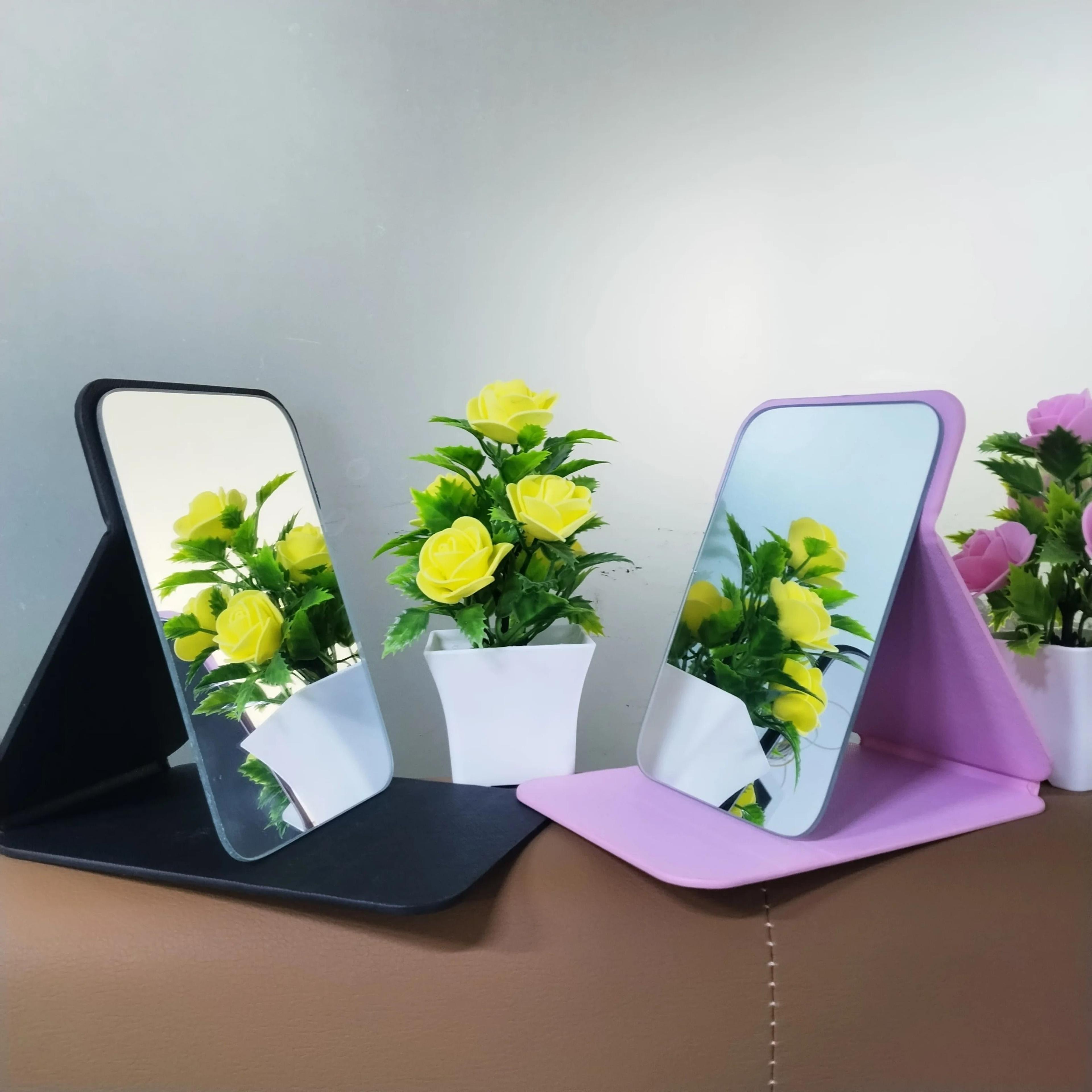 foldable desktop makeup mirror with adjustable stand