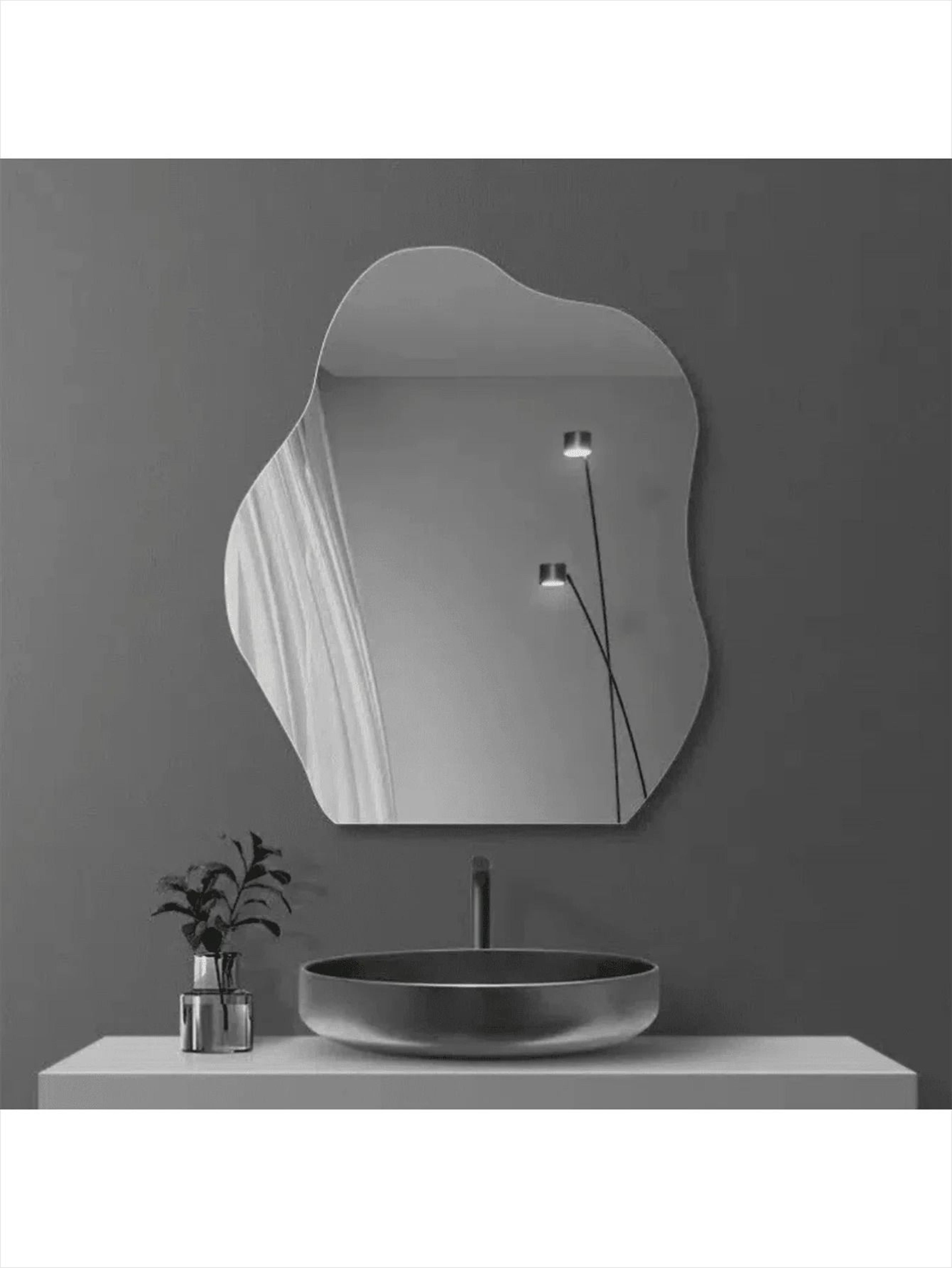 irregular cloud-shaped acrylic wall accent mirror
