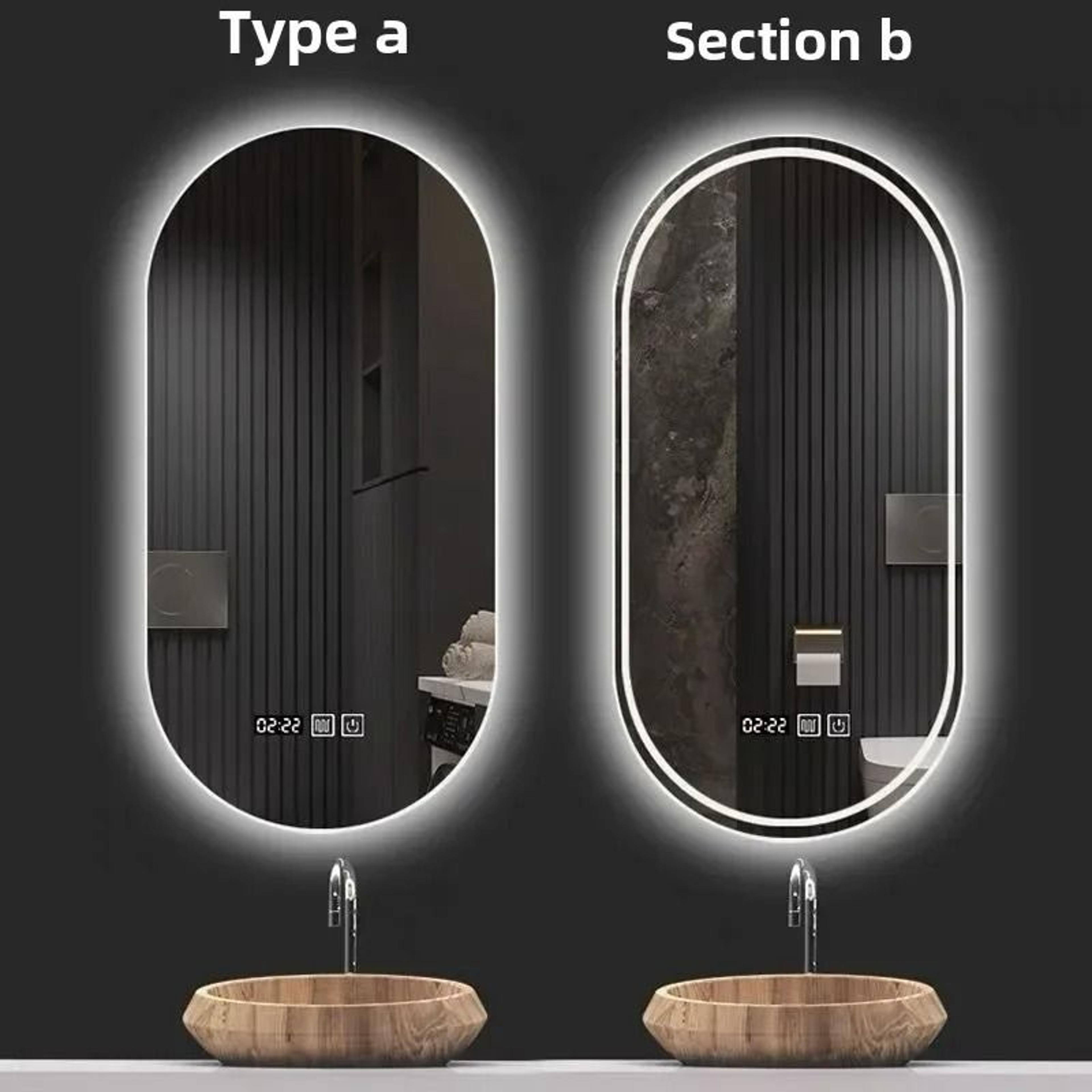 oval smart led bathroom vanity mirror with defogger