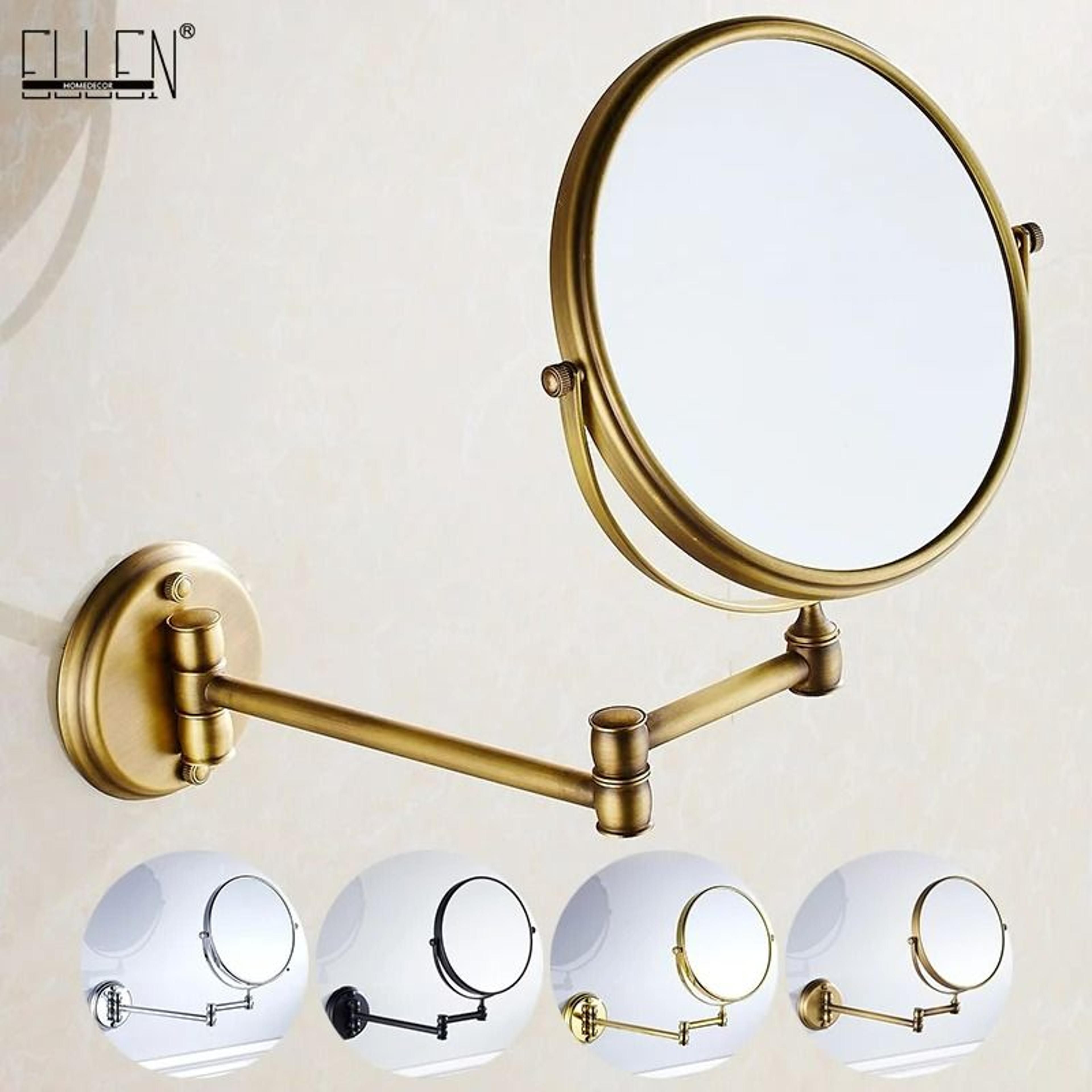 antique bronze wall-mounted dual-sided magnifying bathroom mirror