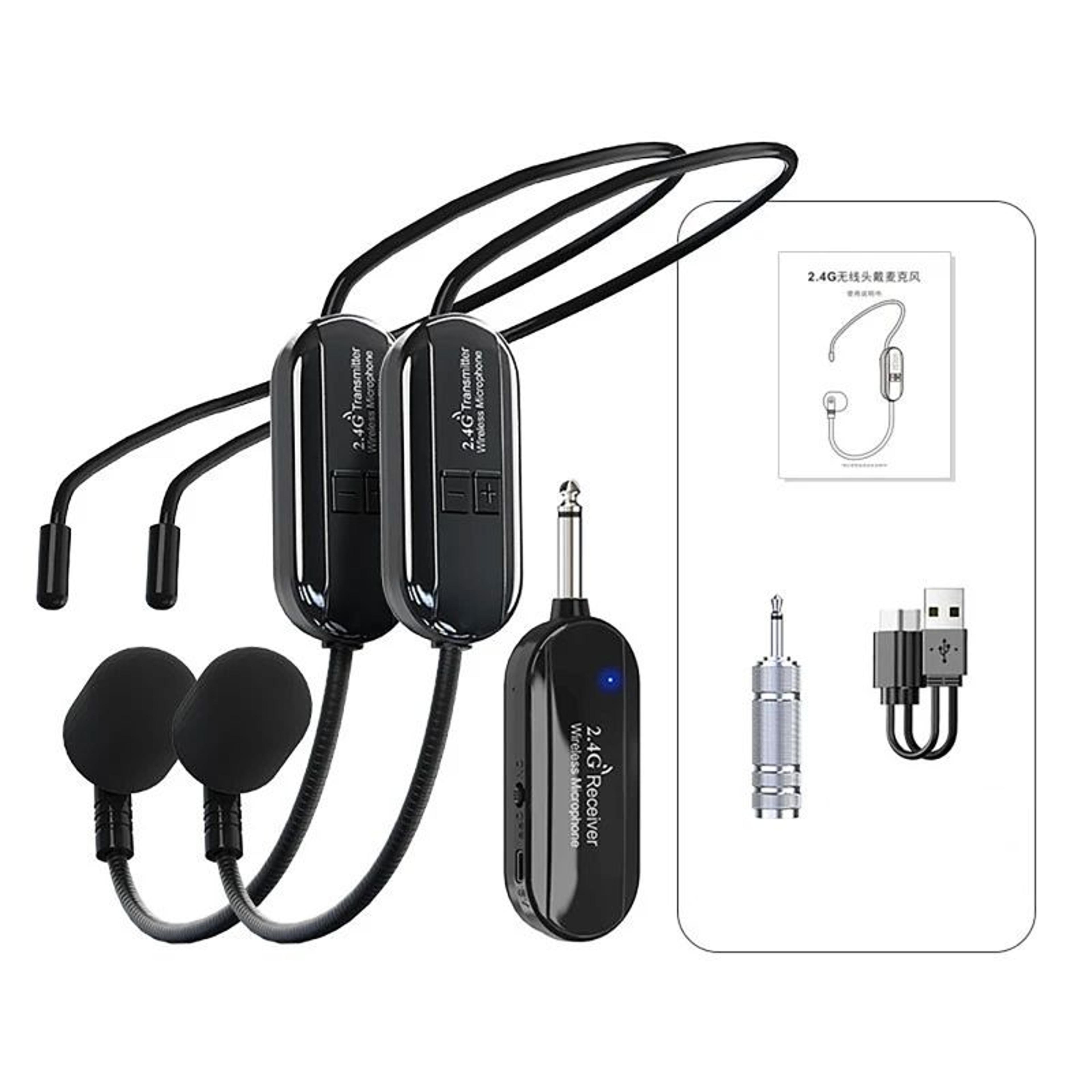 wireless microphone headset and handheld 2 in 1 rechargeable mic system with receiver