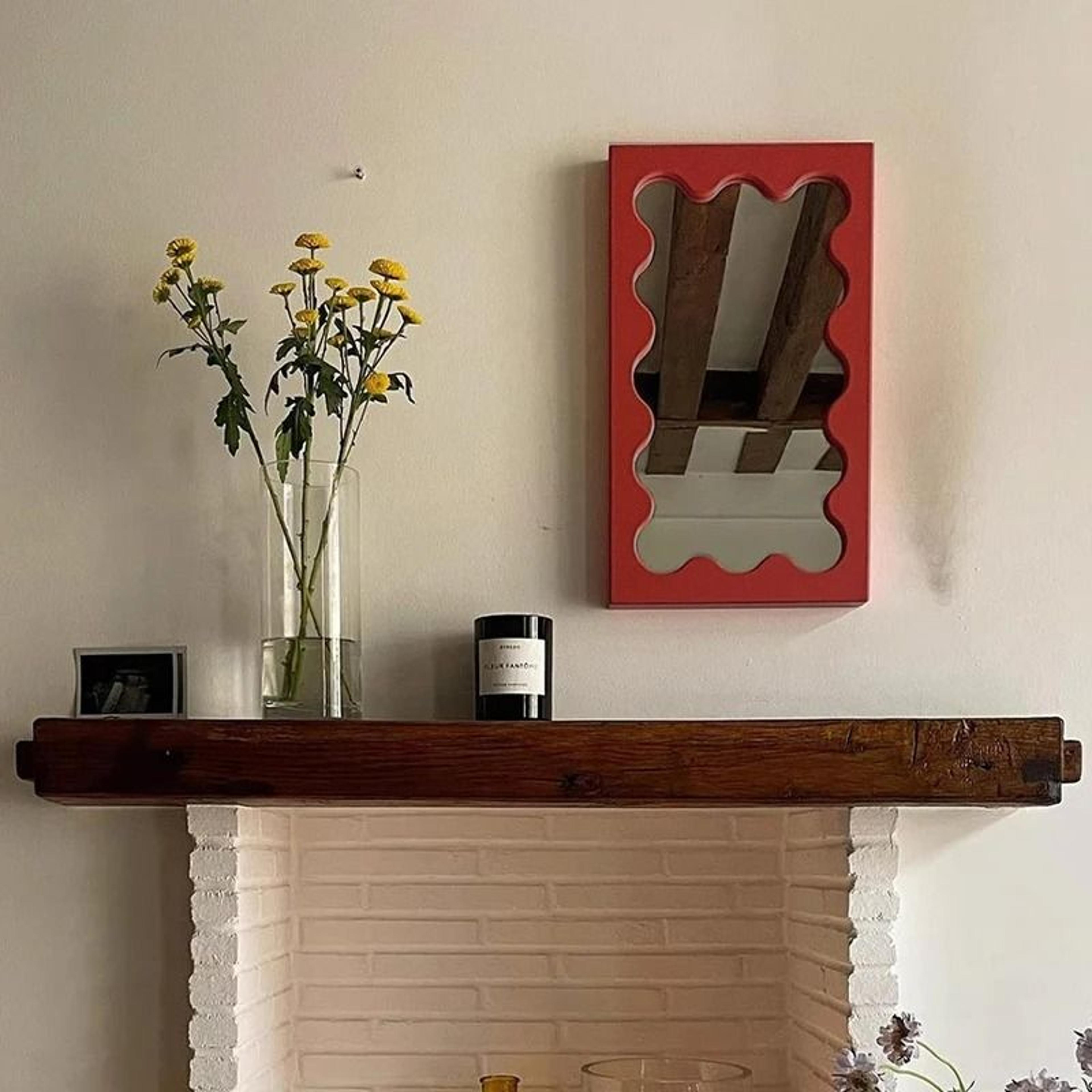 rectangular solid wood decorative wall mirror