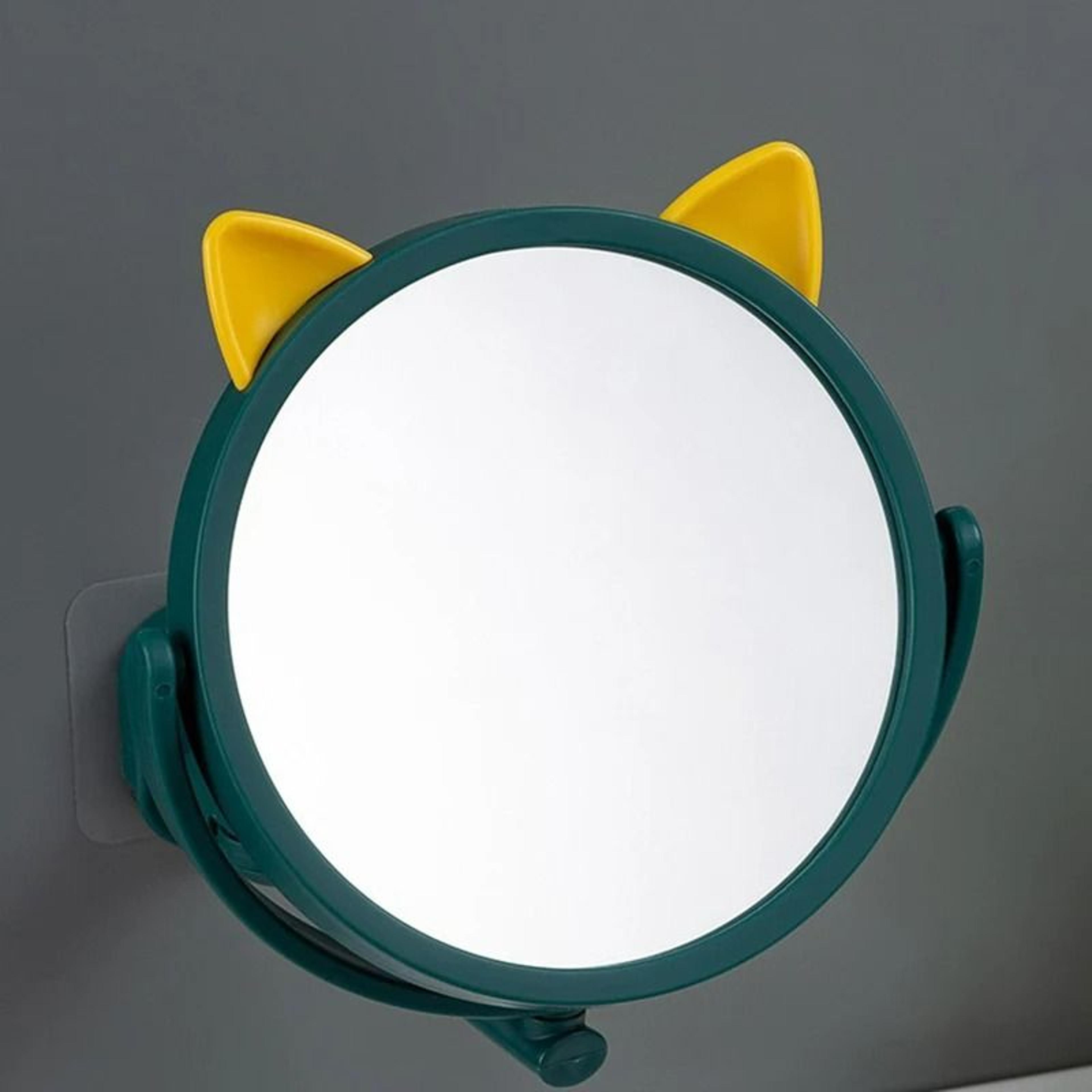 drill-free cat ear wall-mounted folding extension makeup mirror