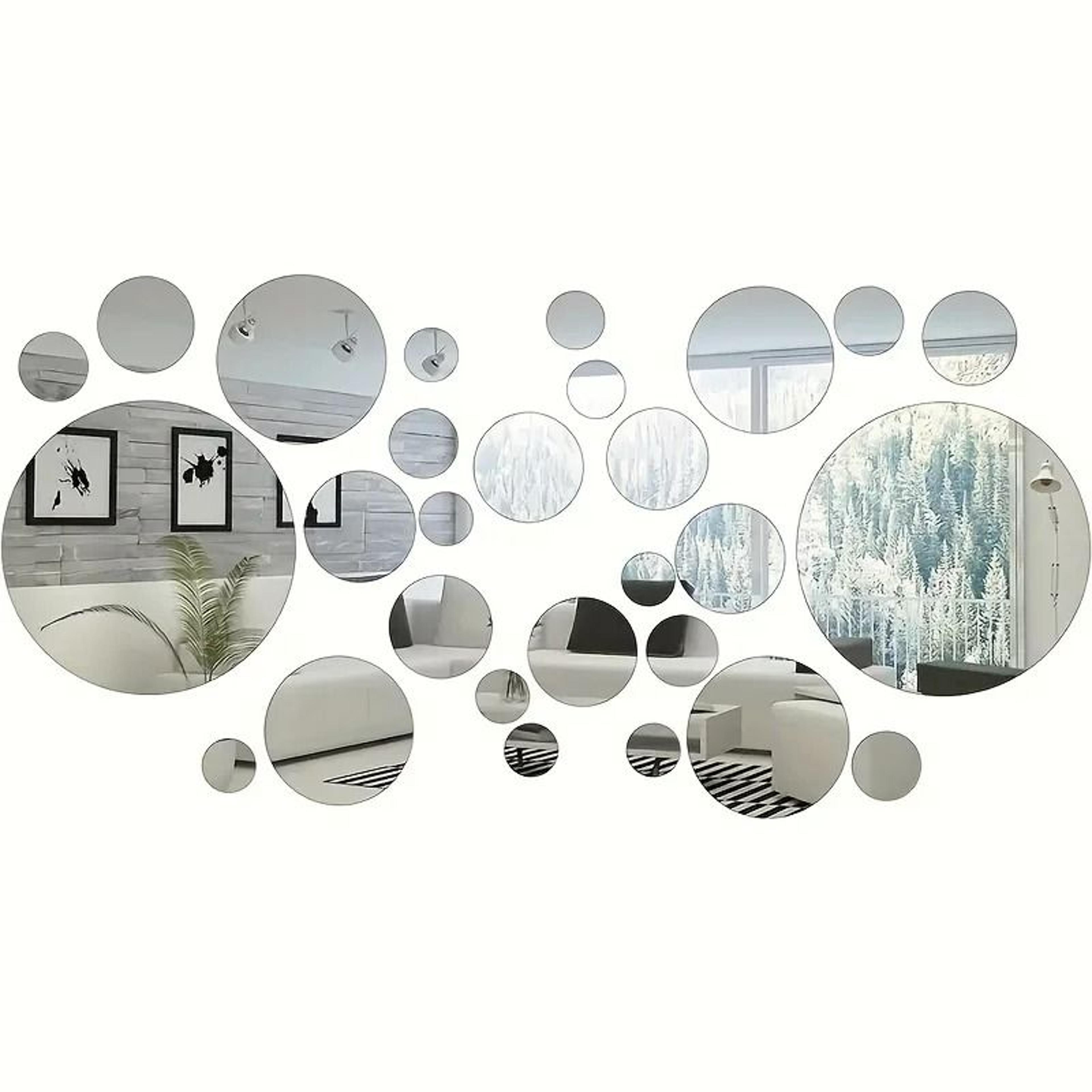 33-piece round self-adhesive acrylic mirror wall decal set