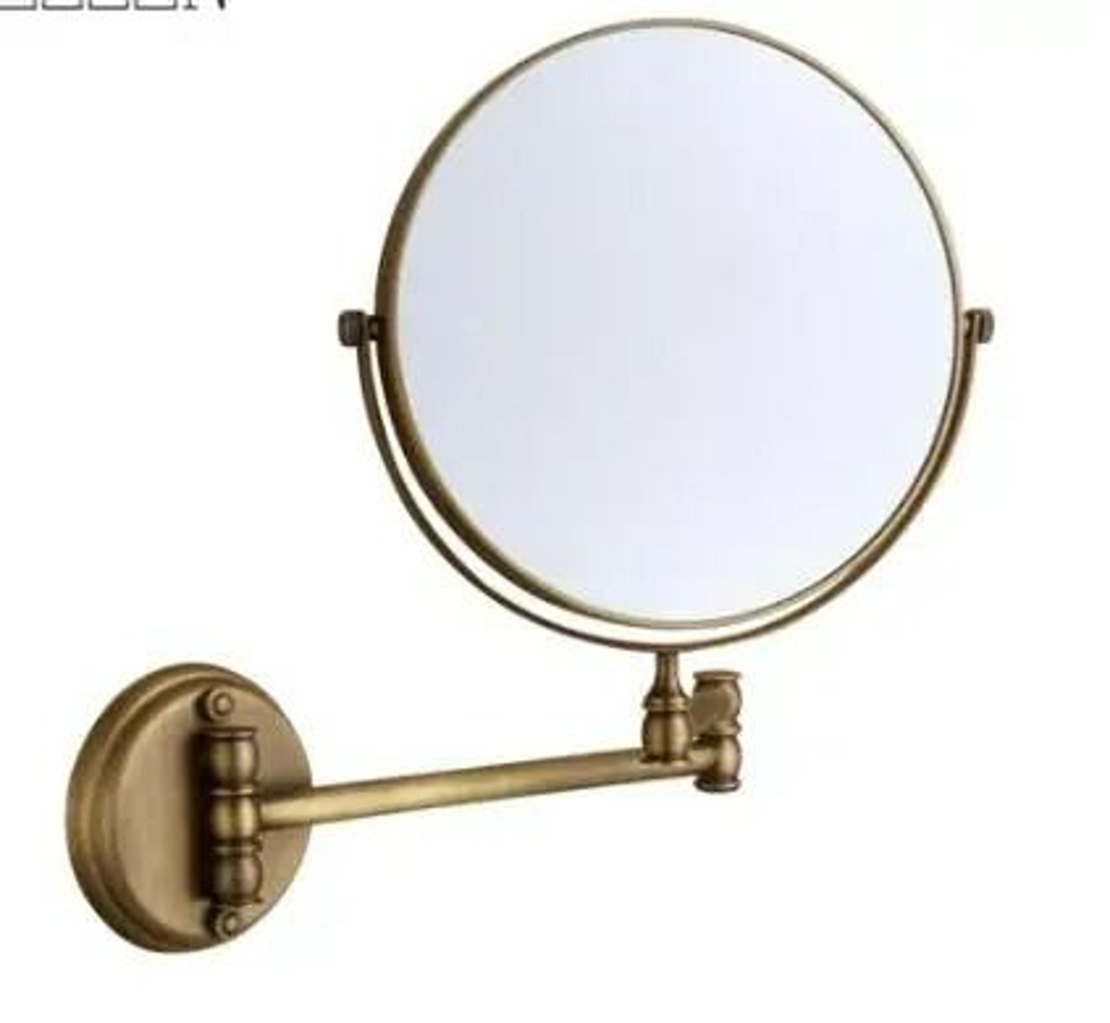 8-inch vintage antique bronze brass dual-sided wall-mounted makeup mirror with 3x magnification