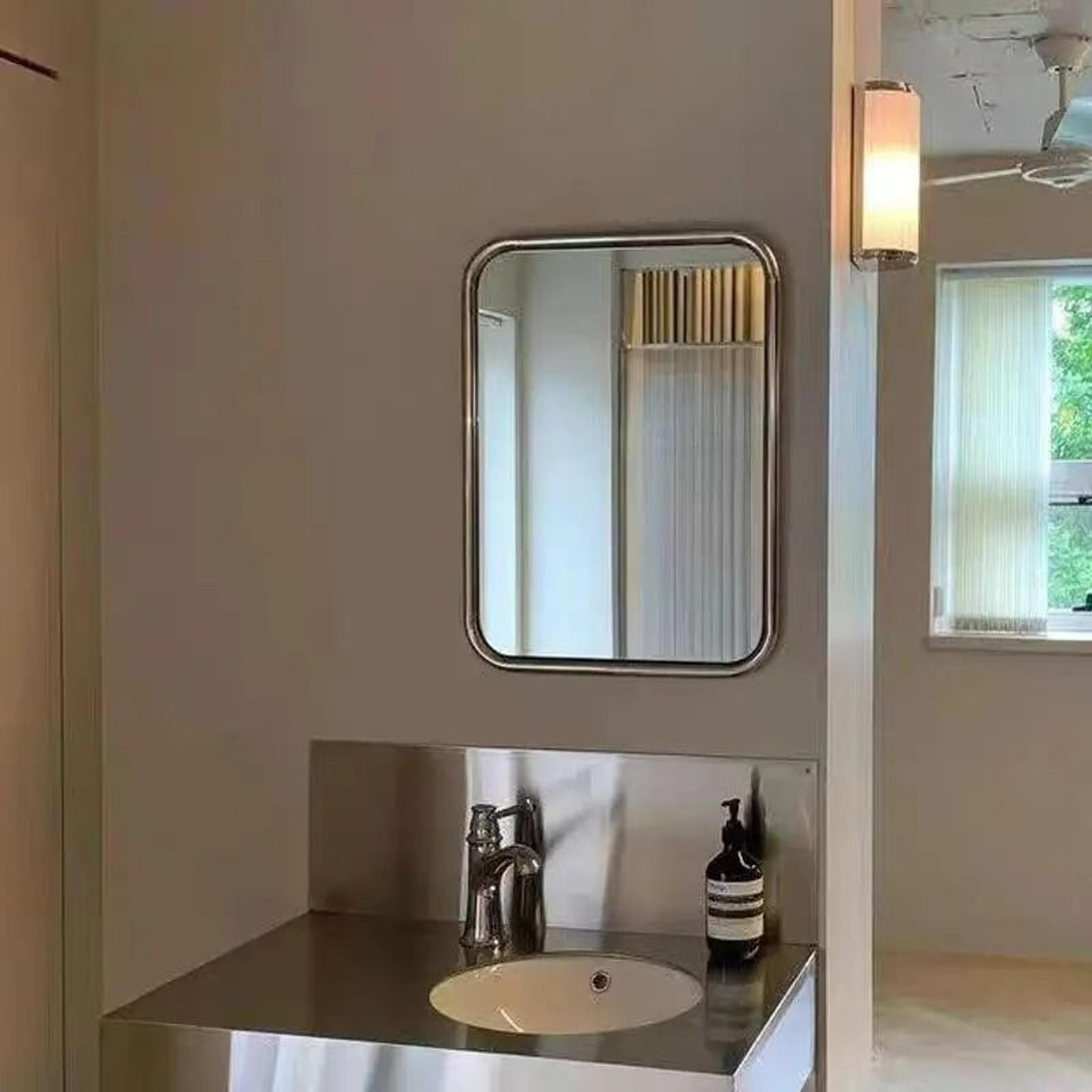 medieval stainless steel wall-mounted vanity mirror