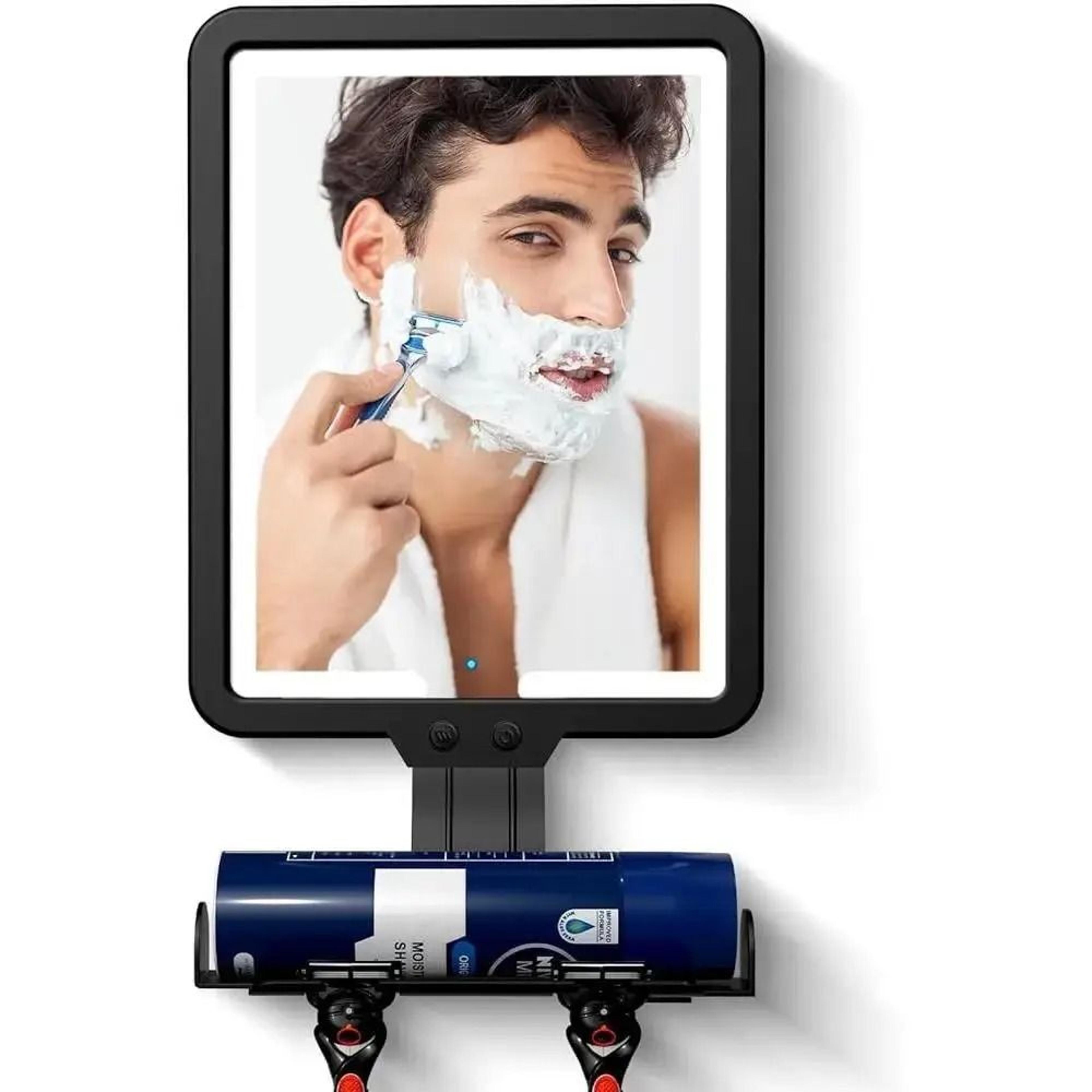 rechargeable heated fogless shower mirror with 3 color light modes