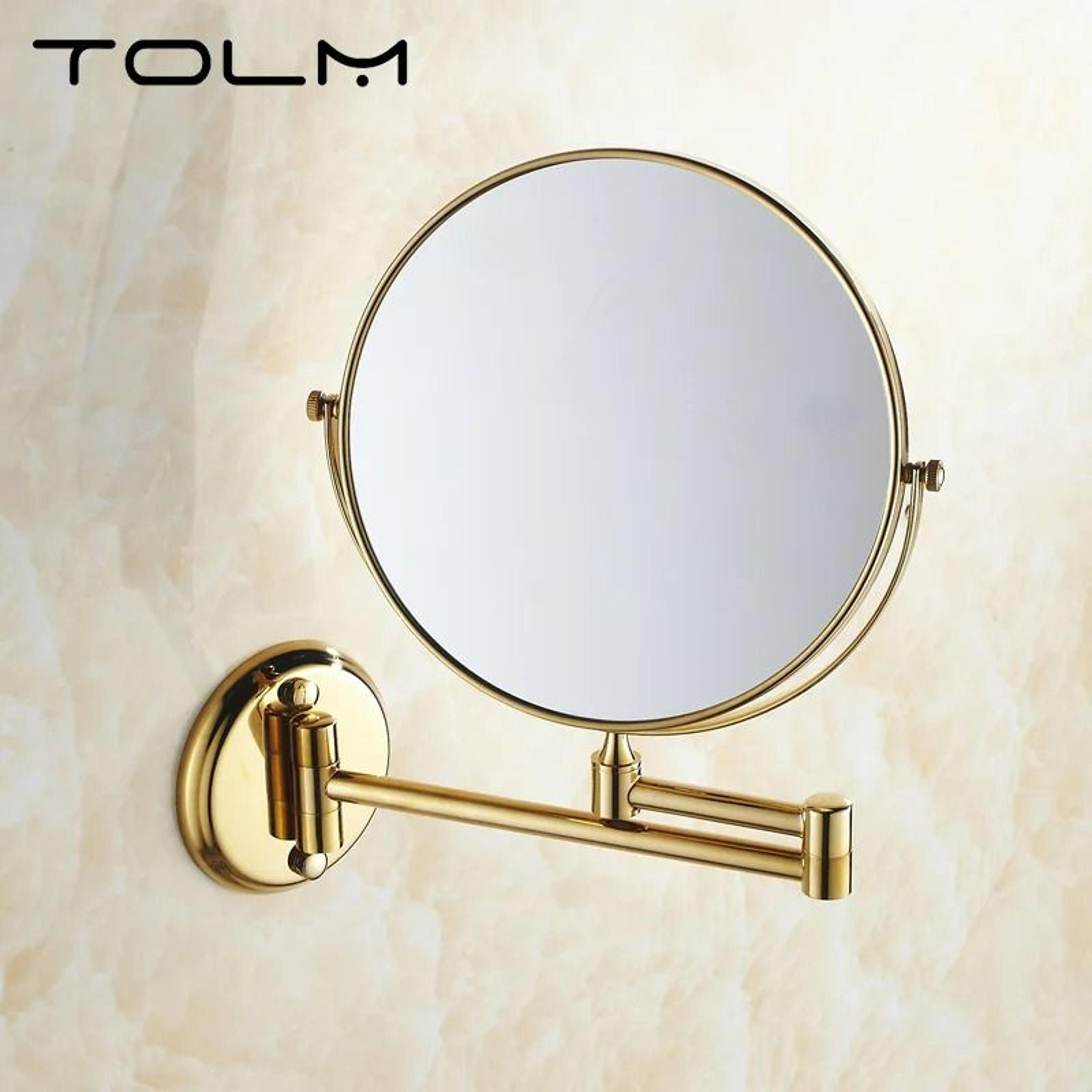 8-inch luxury gold dual-sided wall-mounted extendable makeup mirror