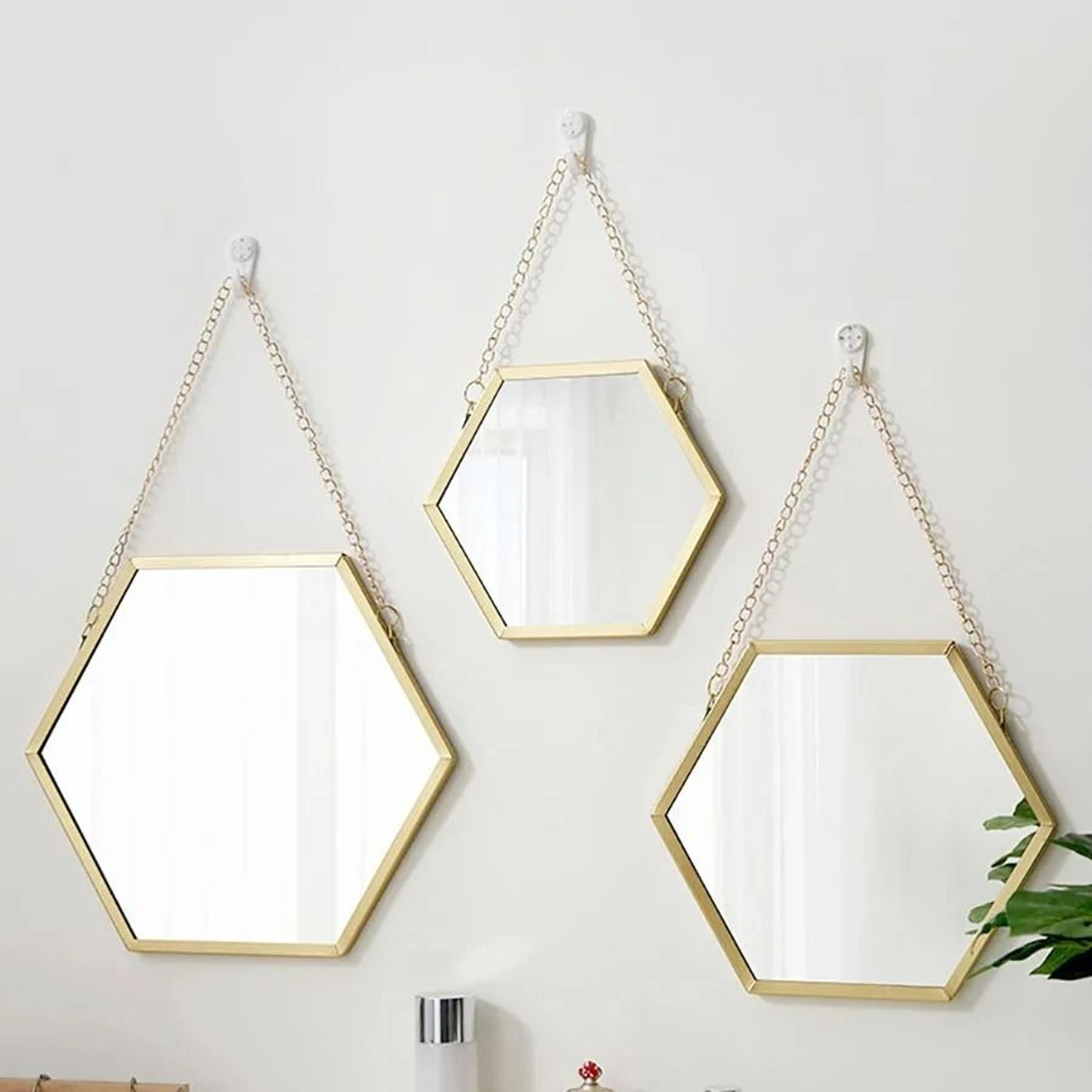 iron hexagonal wall-mounted decorative mirror