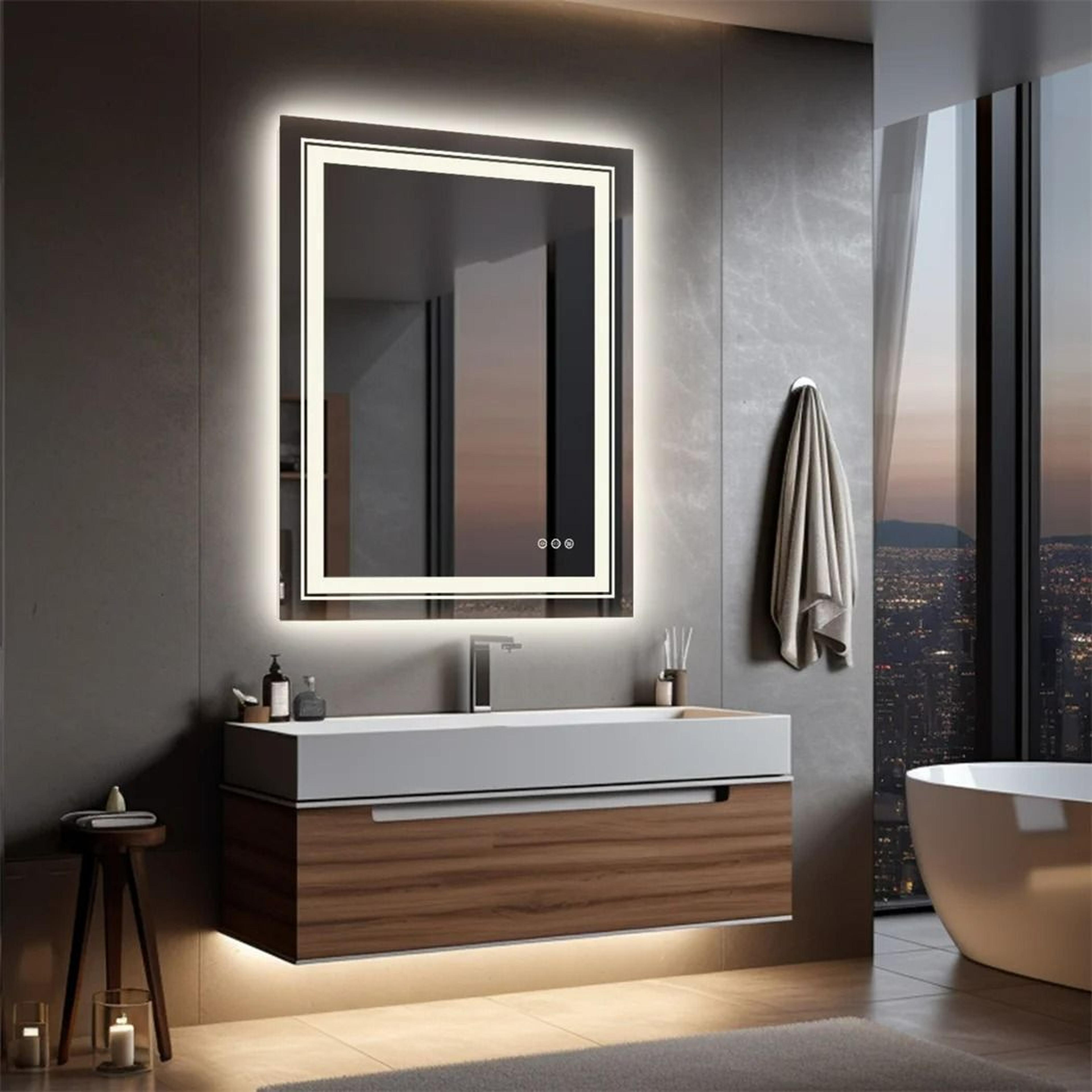 luxury crystal clear led bathroom mirror with ip65 waterproof dual illumination