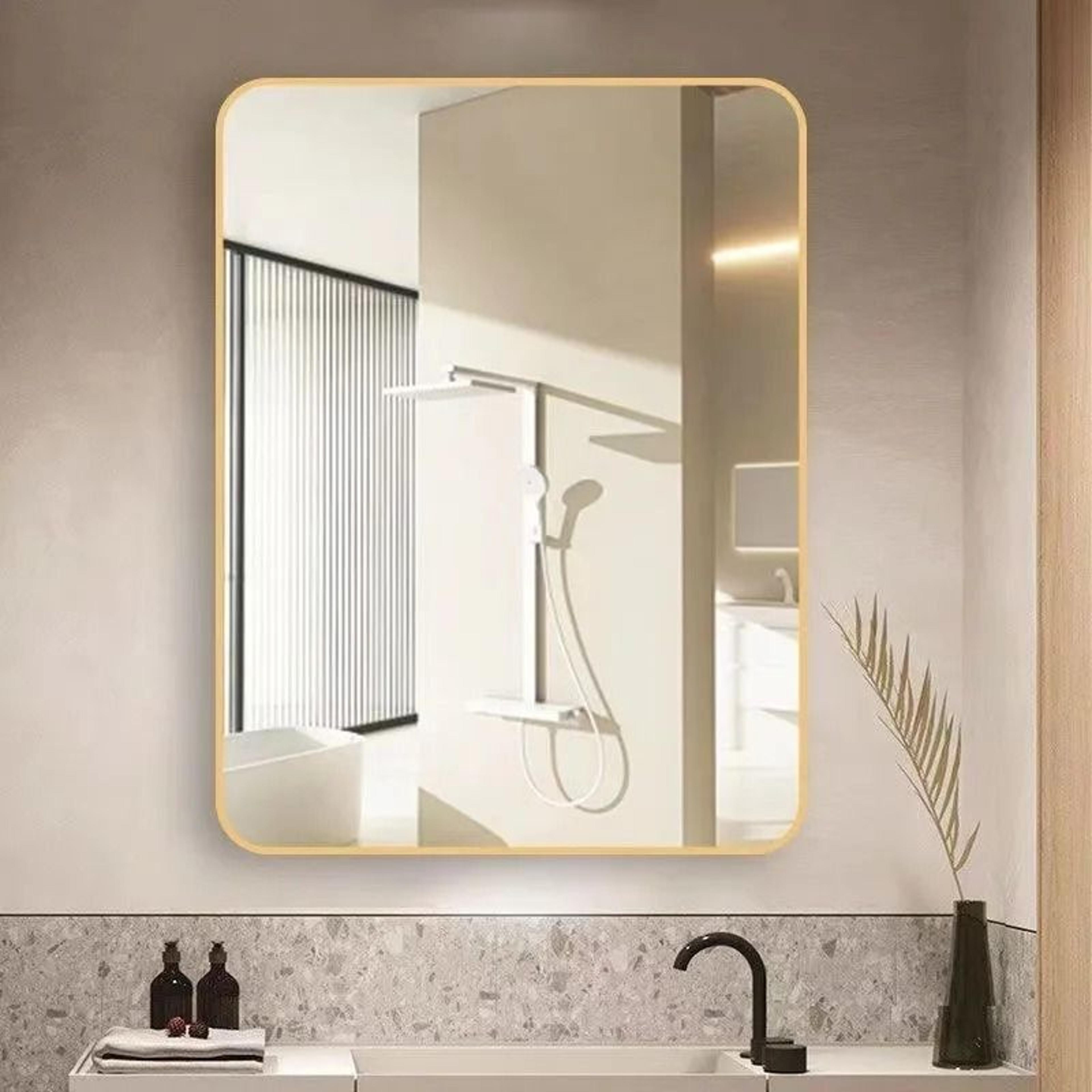 modern aluminum framed rectangular wall mirror