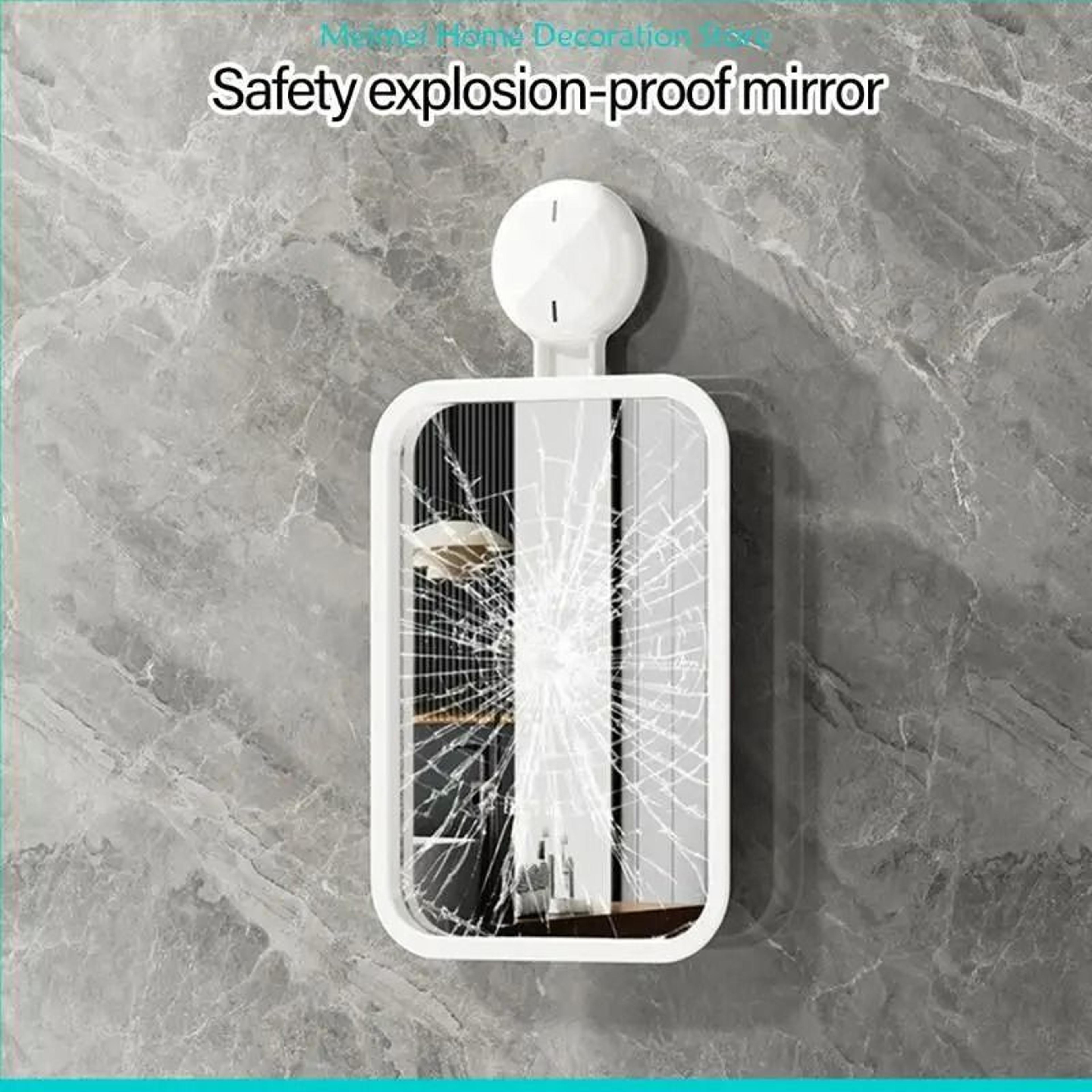 shatterproof fog-resistant in-shower mirror with suction cup mount