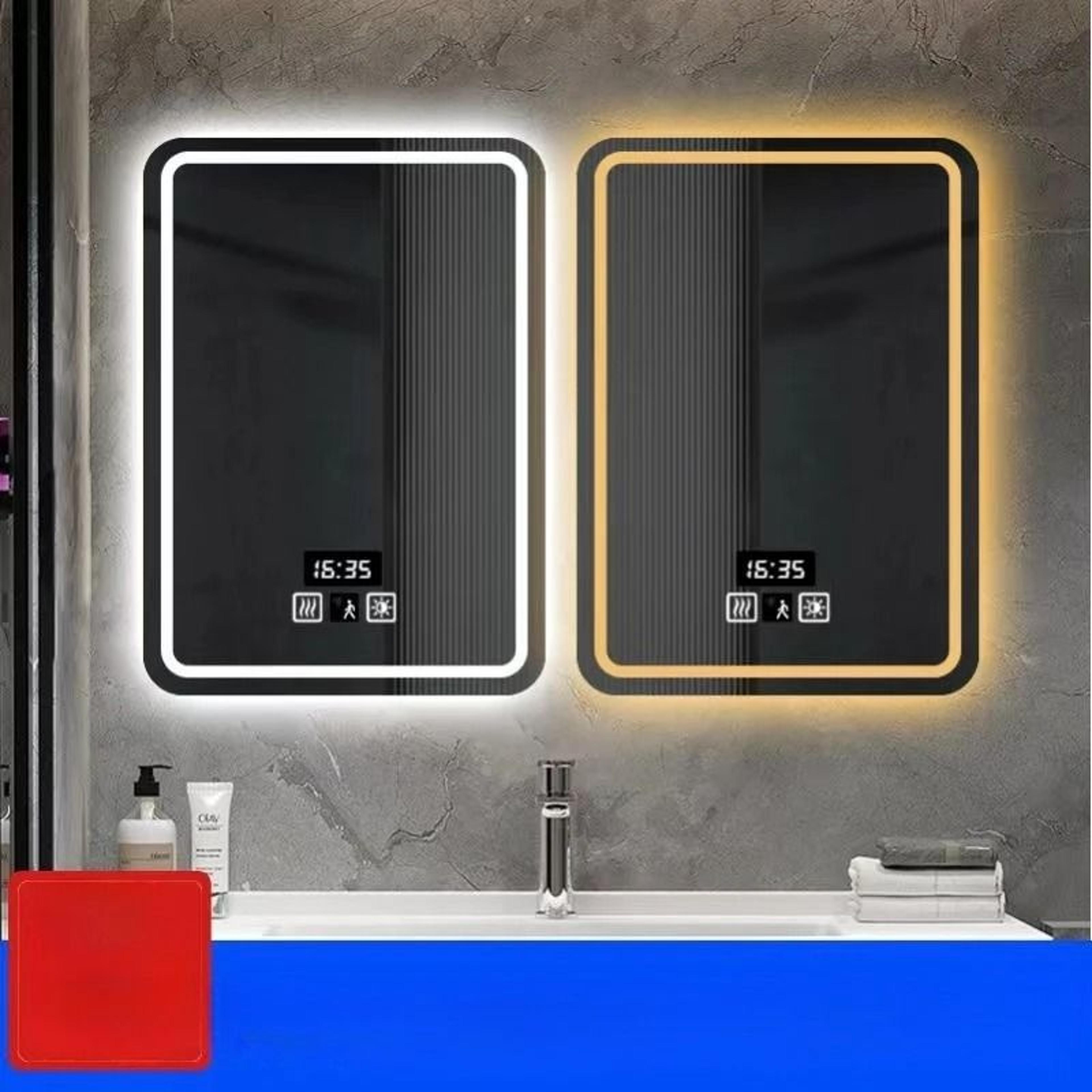 hotel-grade square smart led bathroom vanity mirror with defogger